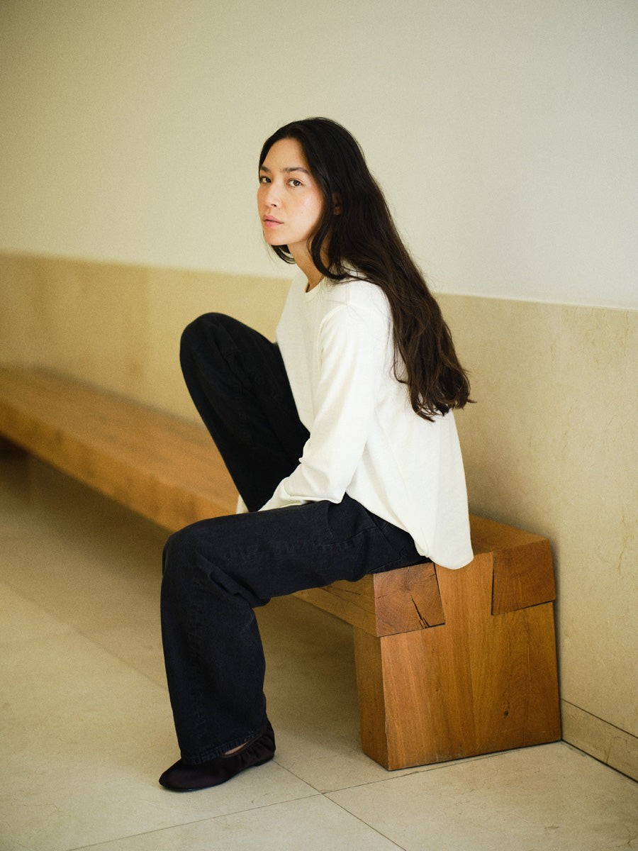 Long Sleeve Big Tee, Regen Silk Noil Jersey, Natural