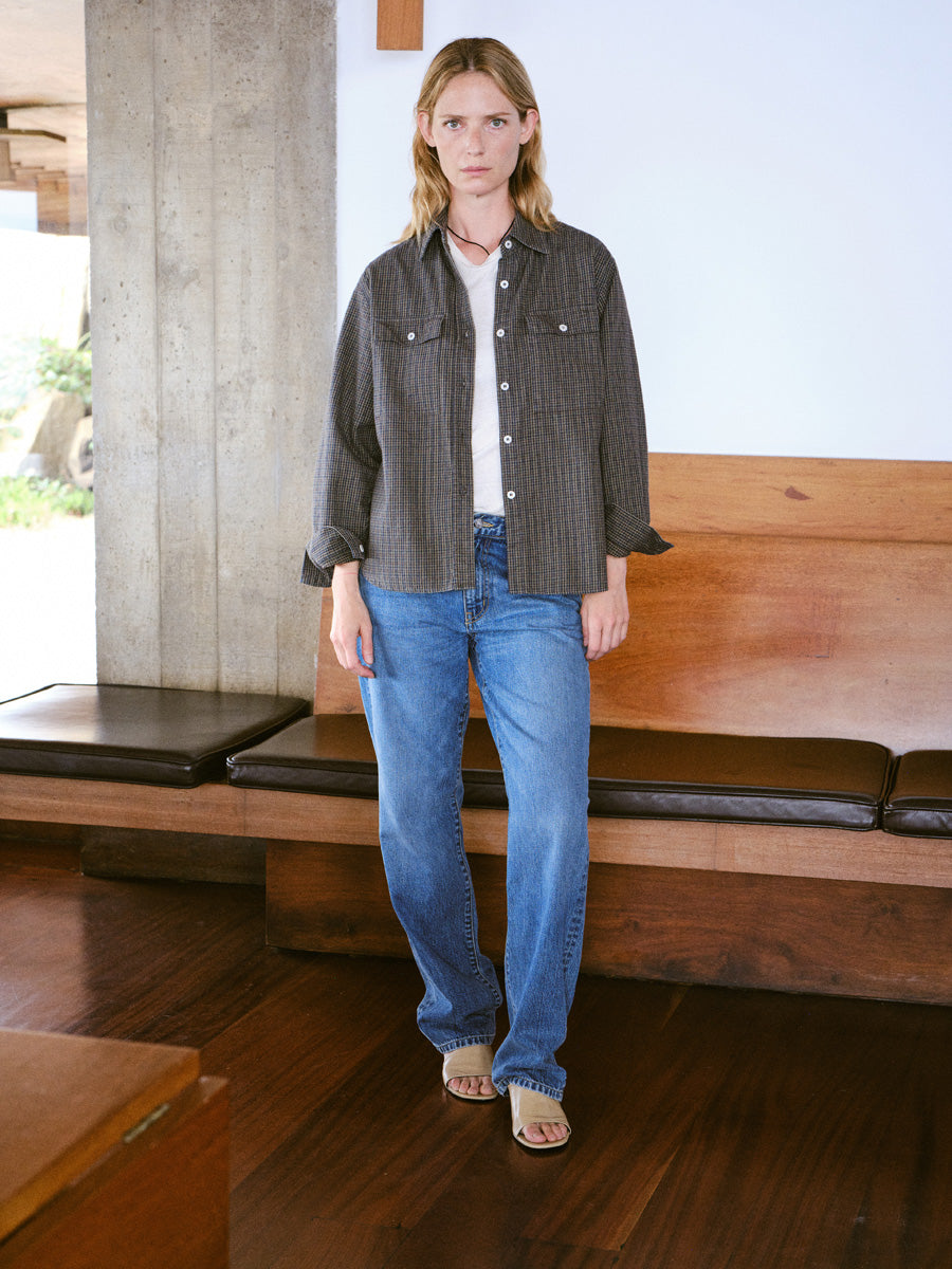 Flannel Marcie Shirt, Japanese Organic Cotton, Forest Plaid