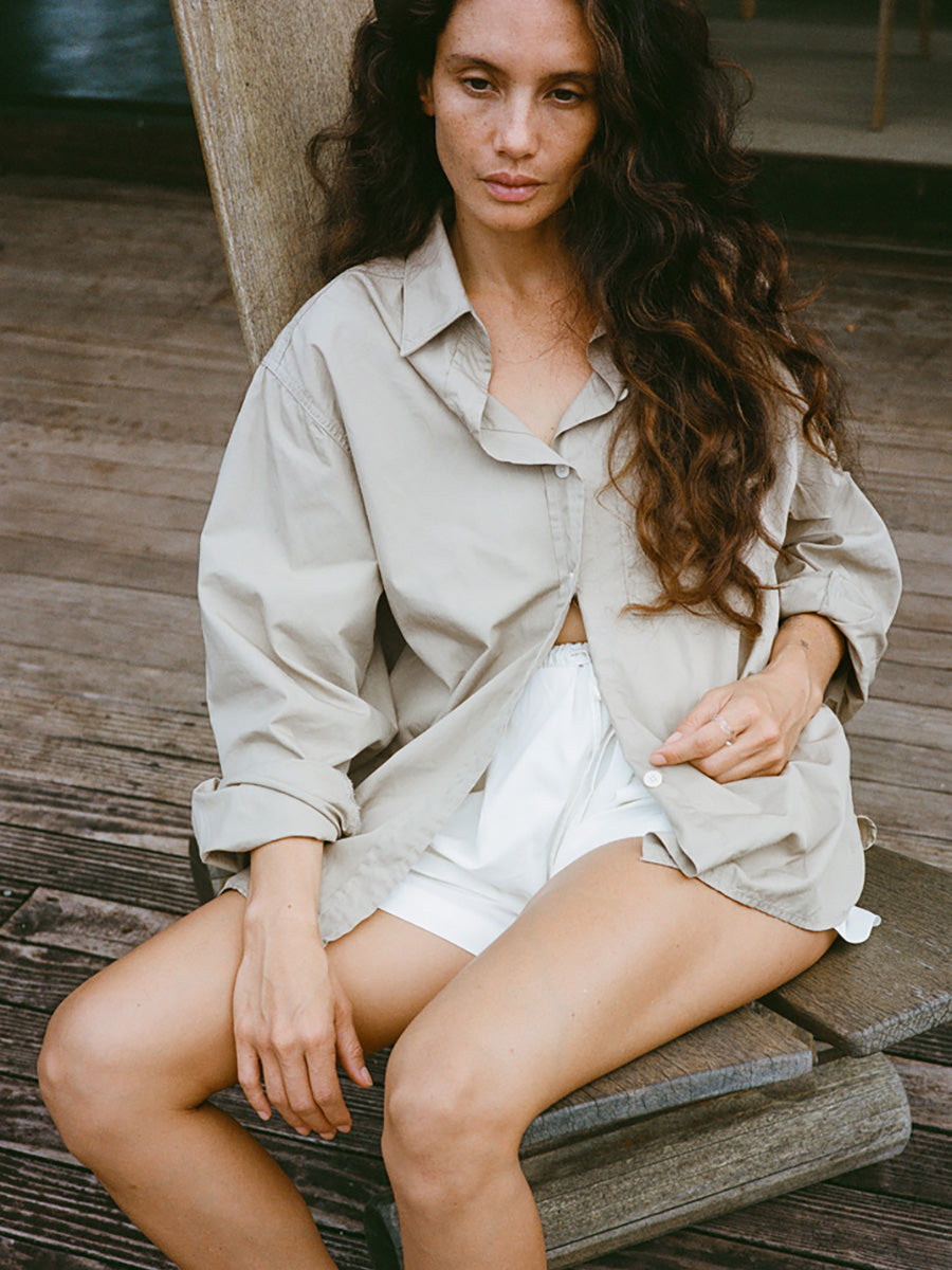 Marcie Shirt, Organic Poplin, Khaki