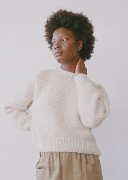 Gia Hand Knit Sweater, Alpaca Cotton, Cream | OZMA