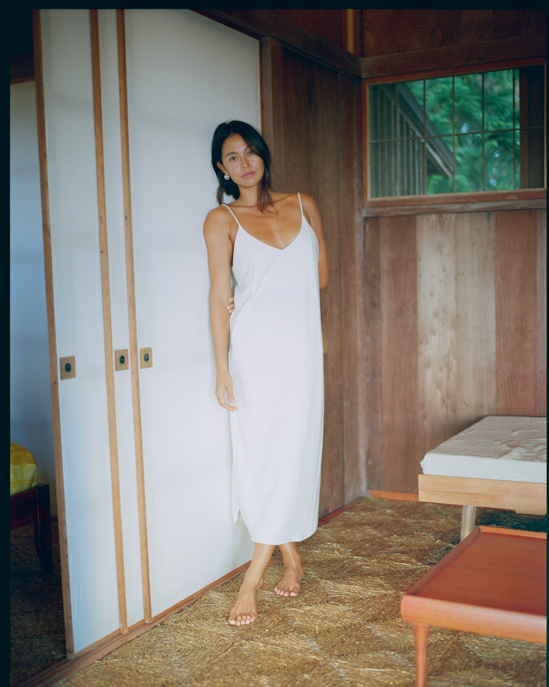 (Imperfect) Bias Slip Dress, Regen Silk Noil, Natural