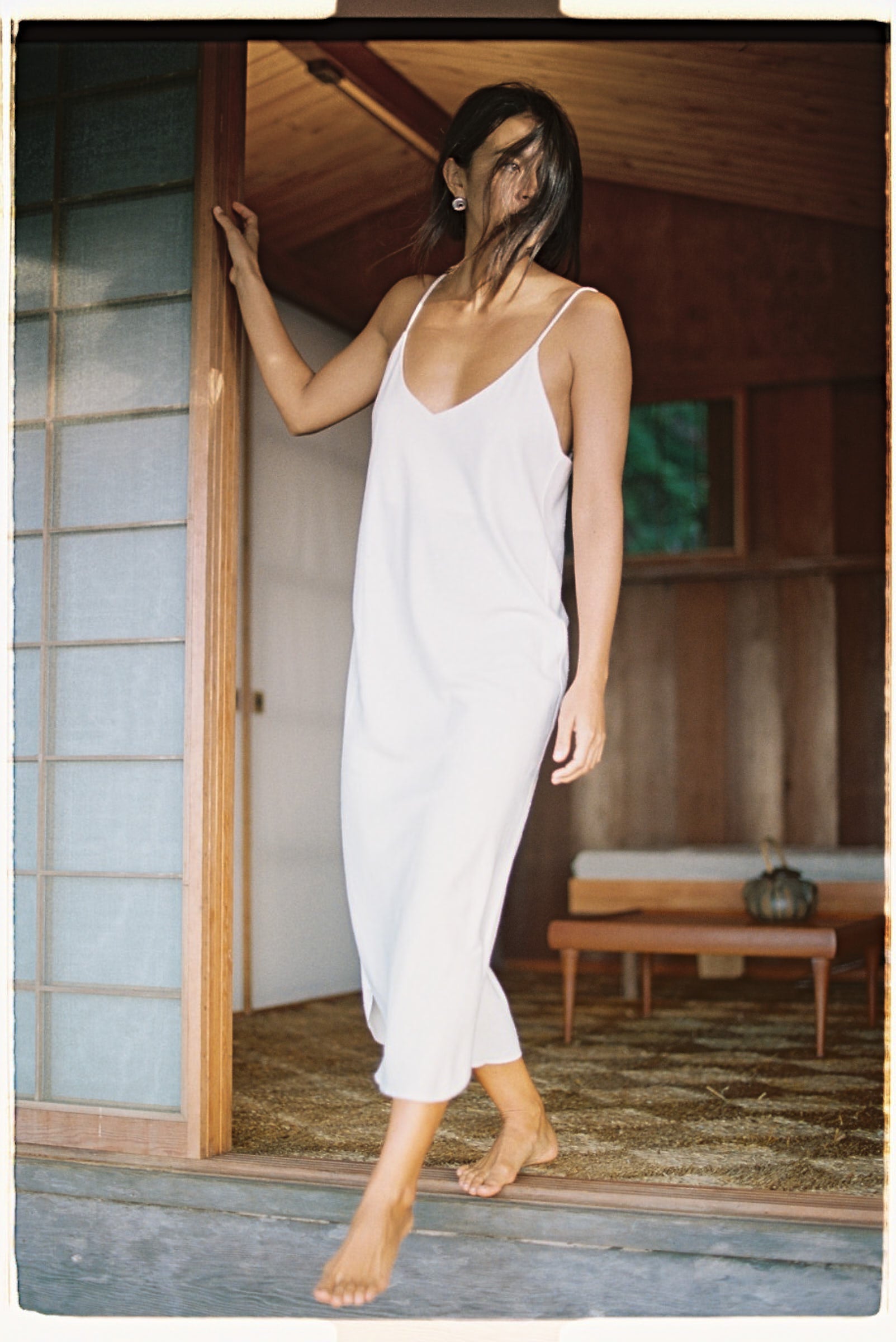 (Imperfect) Bias Slip Dress, Regen Silk Noil, Natural