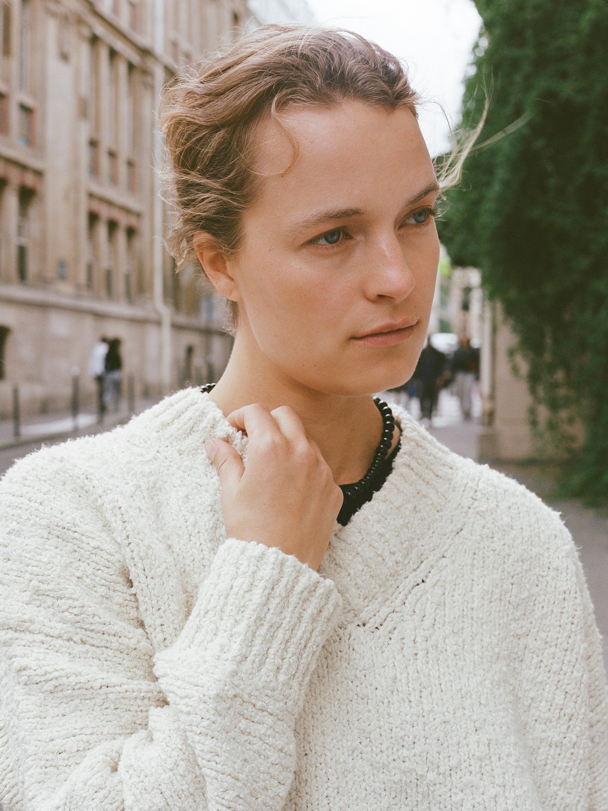 Dylan Sweater, Organic Cotton Bouclé, Ecru