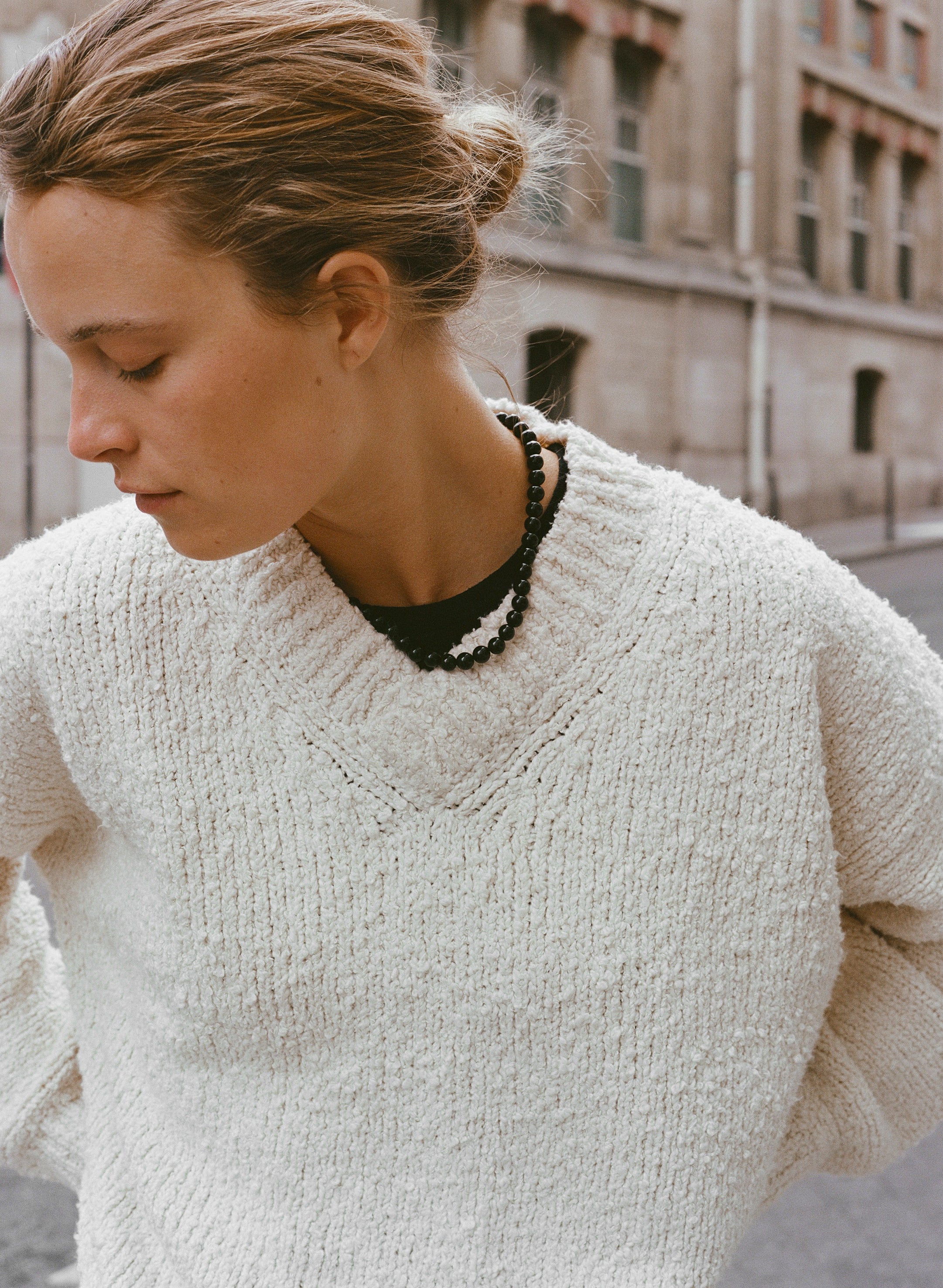 Dylan Sweater, Organic Cotton Bouclé, Ecru