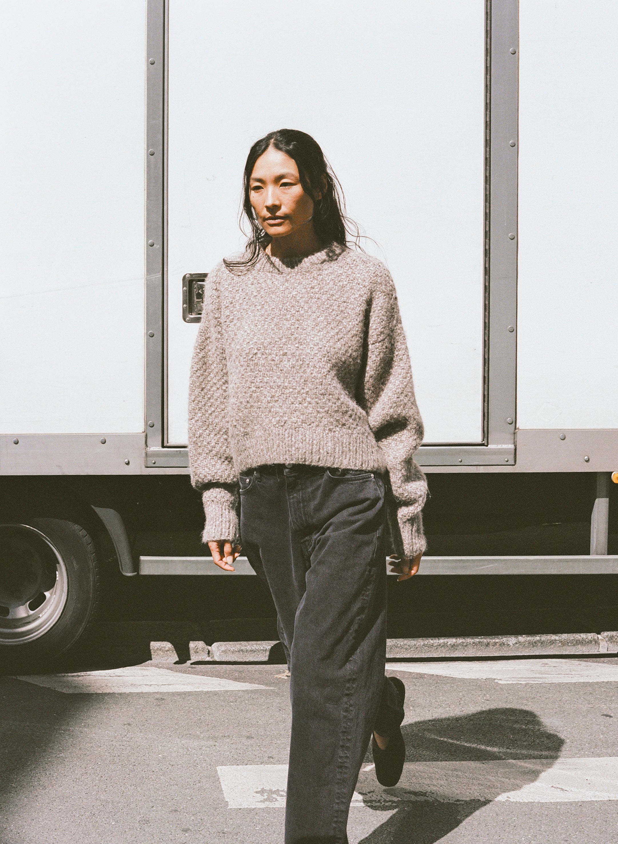 Gia Hand Knit Sweater, Alpaca Cotton, Shrub