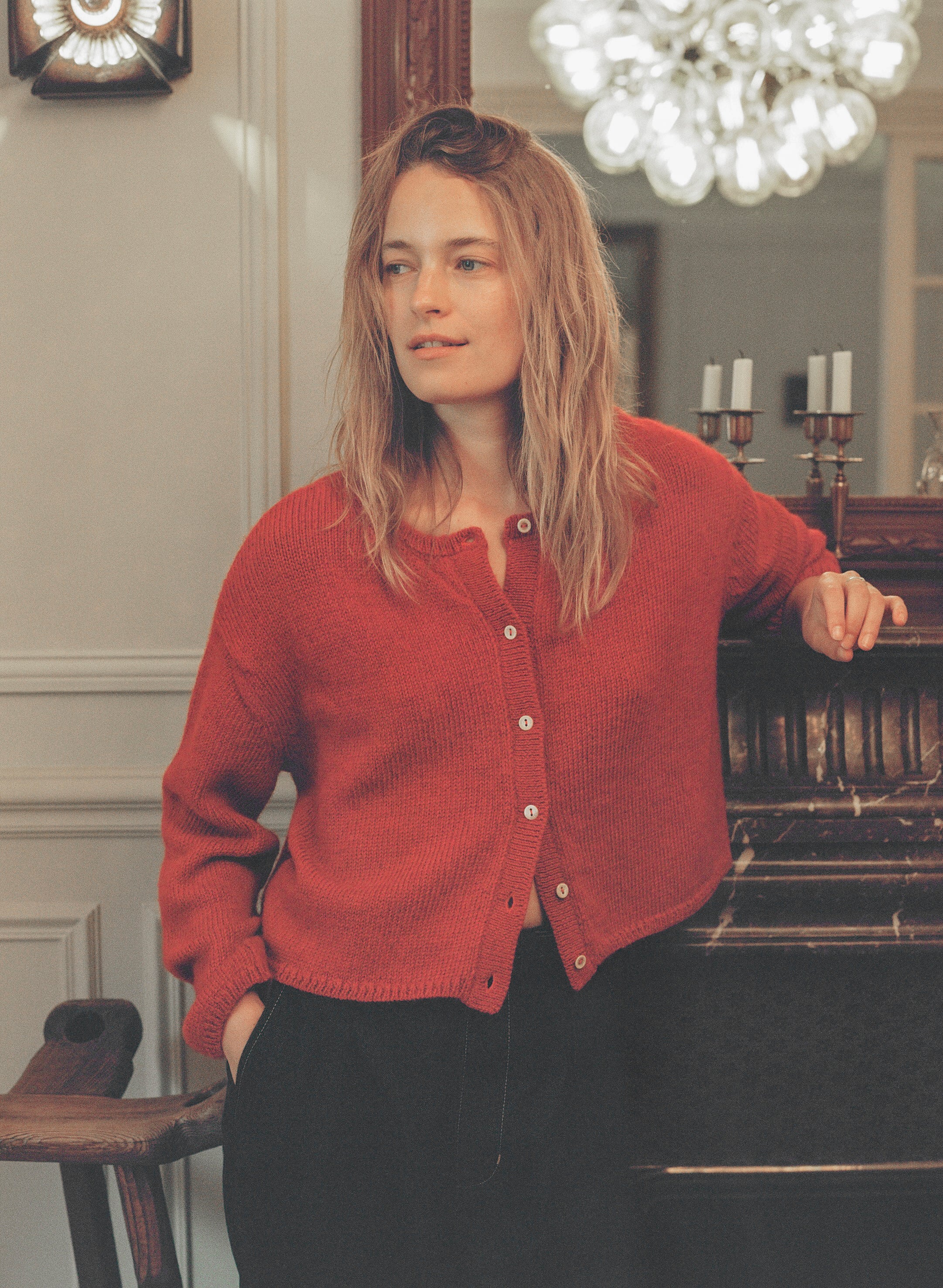 L'Appartement  OZMA DRESS ◆ カーディガン ボルドー Everyday Cardigan, Baby Alpaca, Tomato
