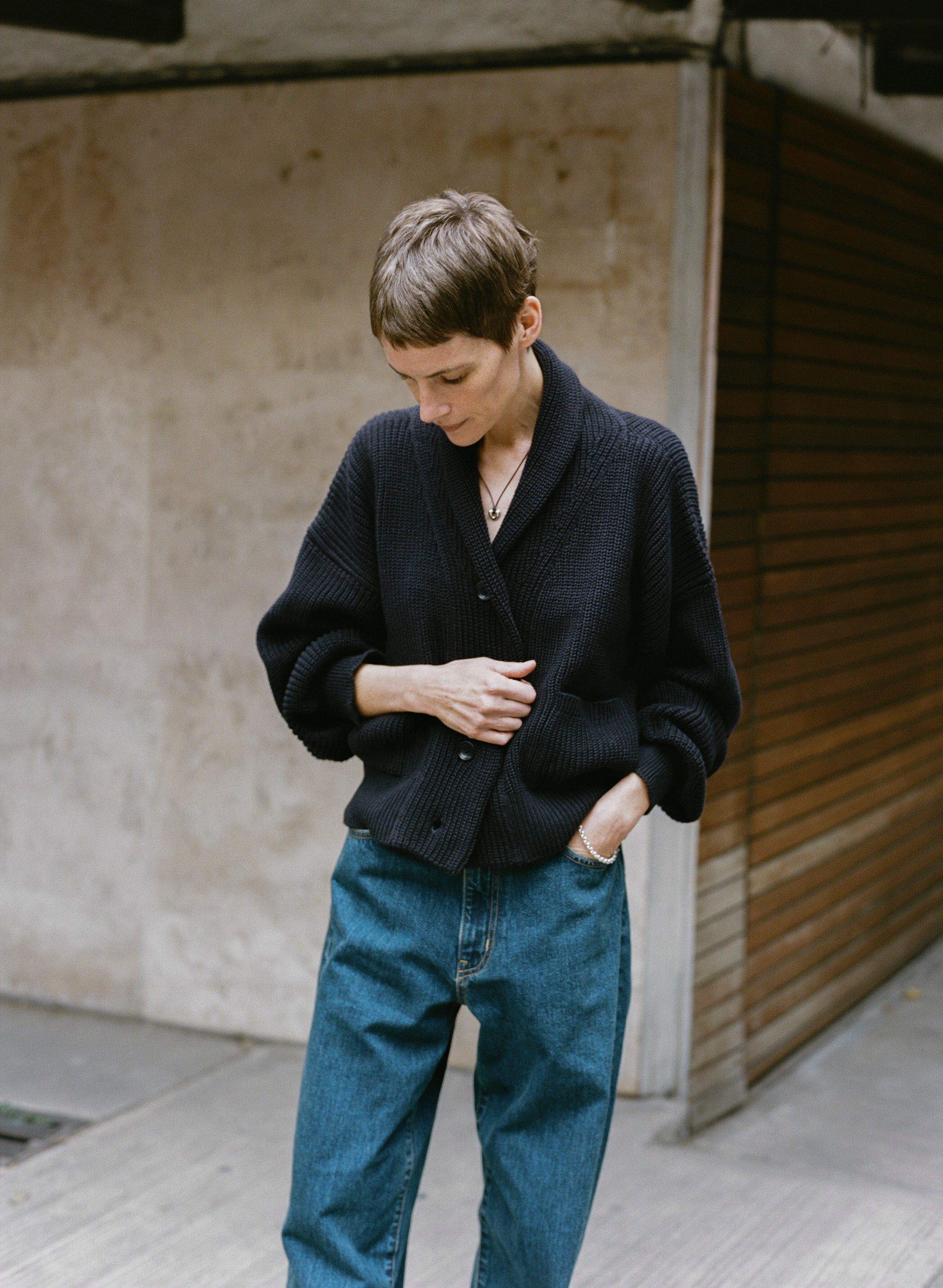 Sloan Cardigan, Organic Tanguis Cotton, Navy