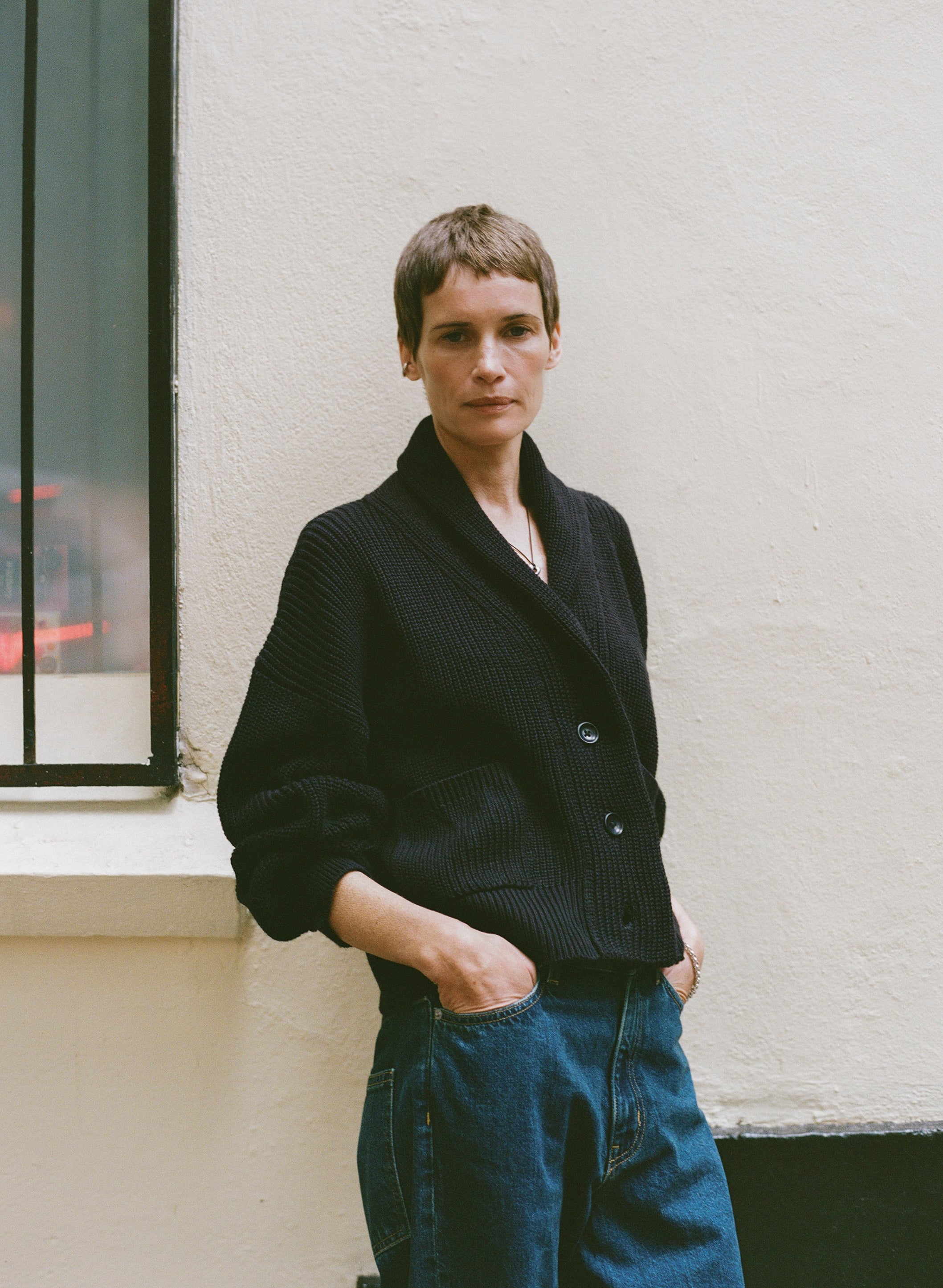 Sloan Cardigan, Organic Tanguis Cotton, Navy