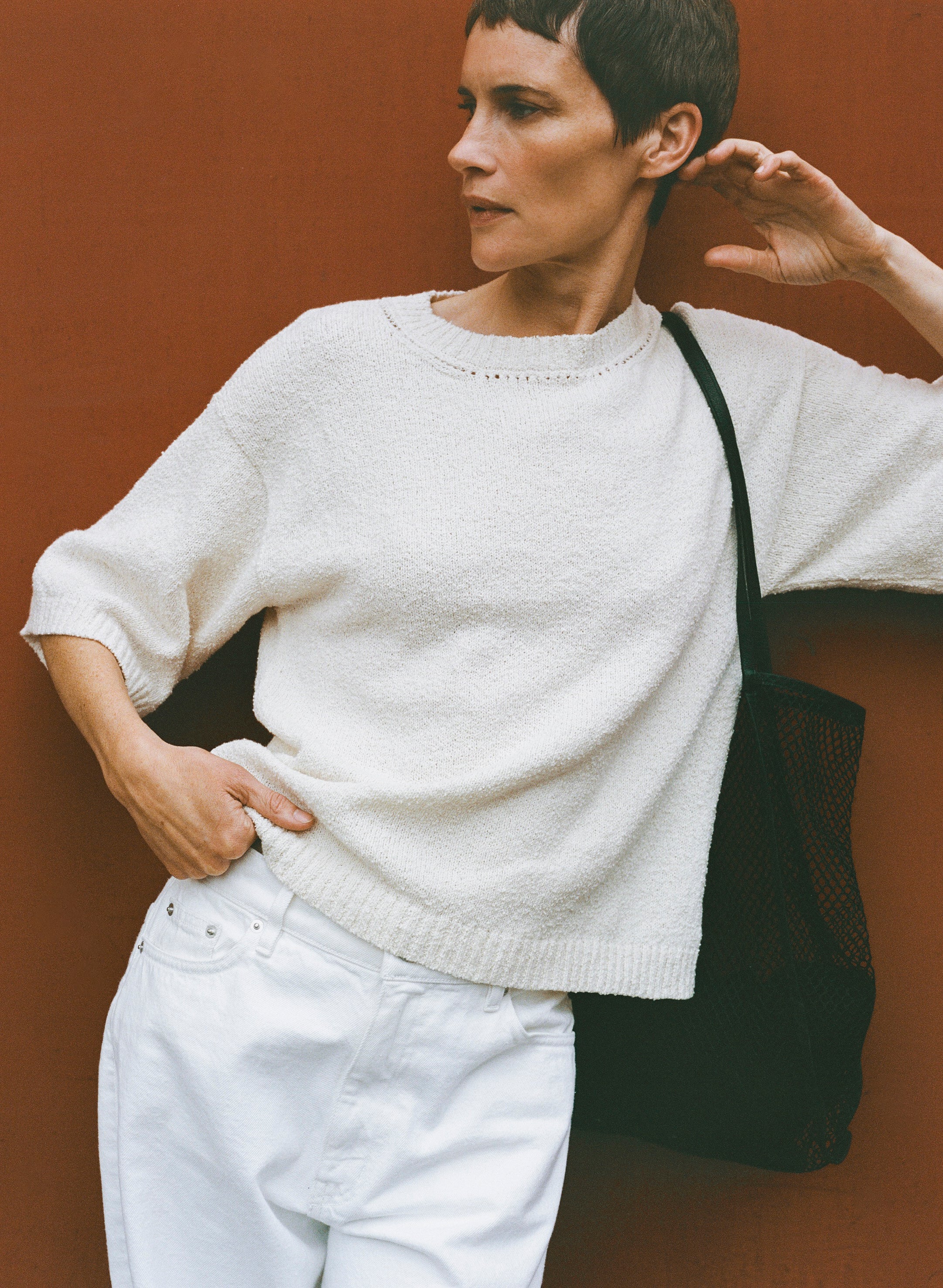 Otis Top, Organic Cotton Bouclé, Ecru