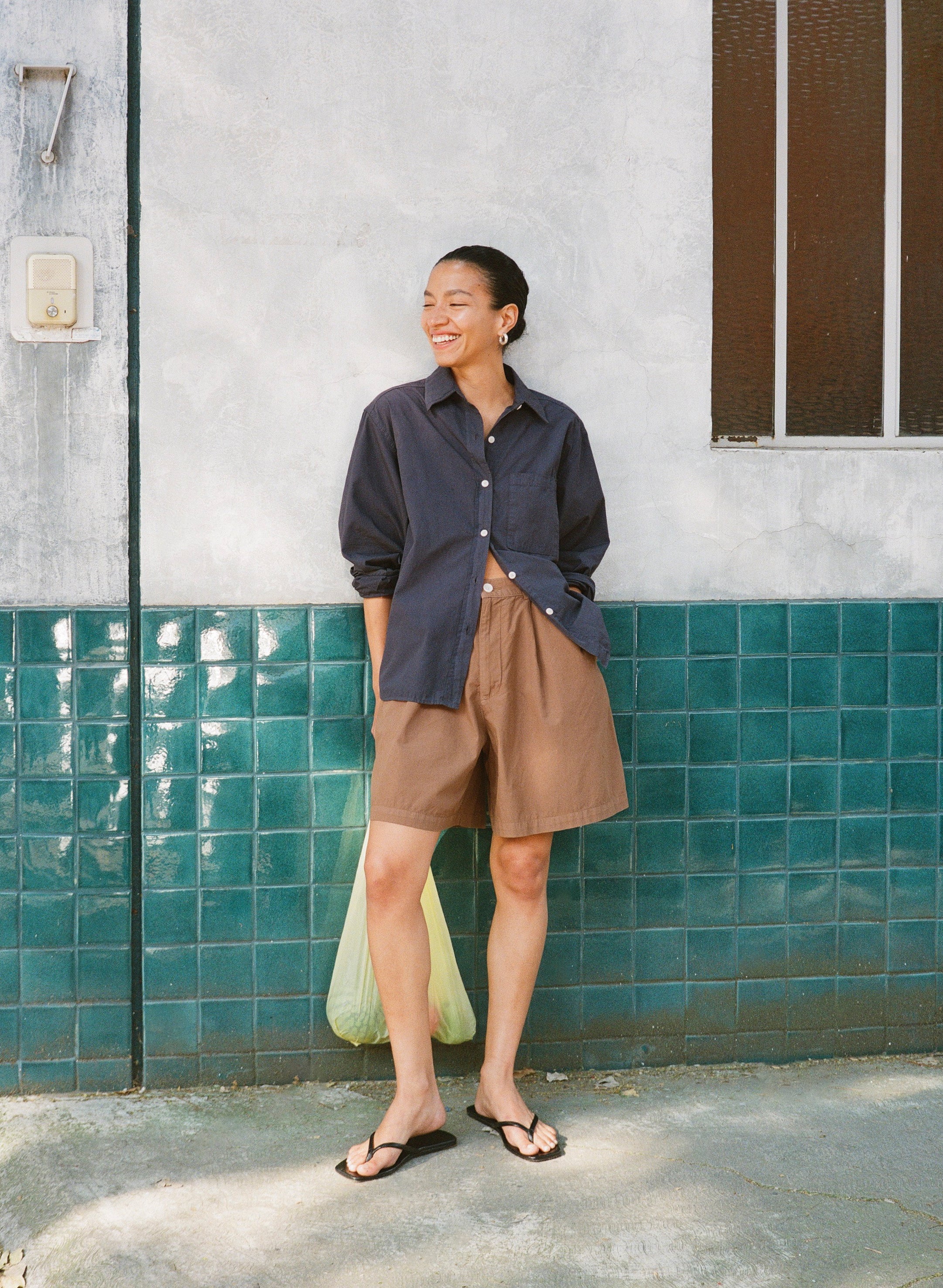 Marcie Shirt, Organic Poplin, Navy