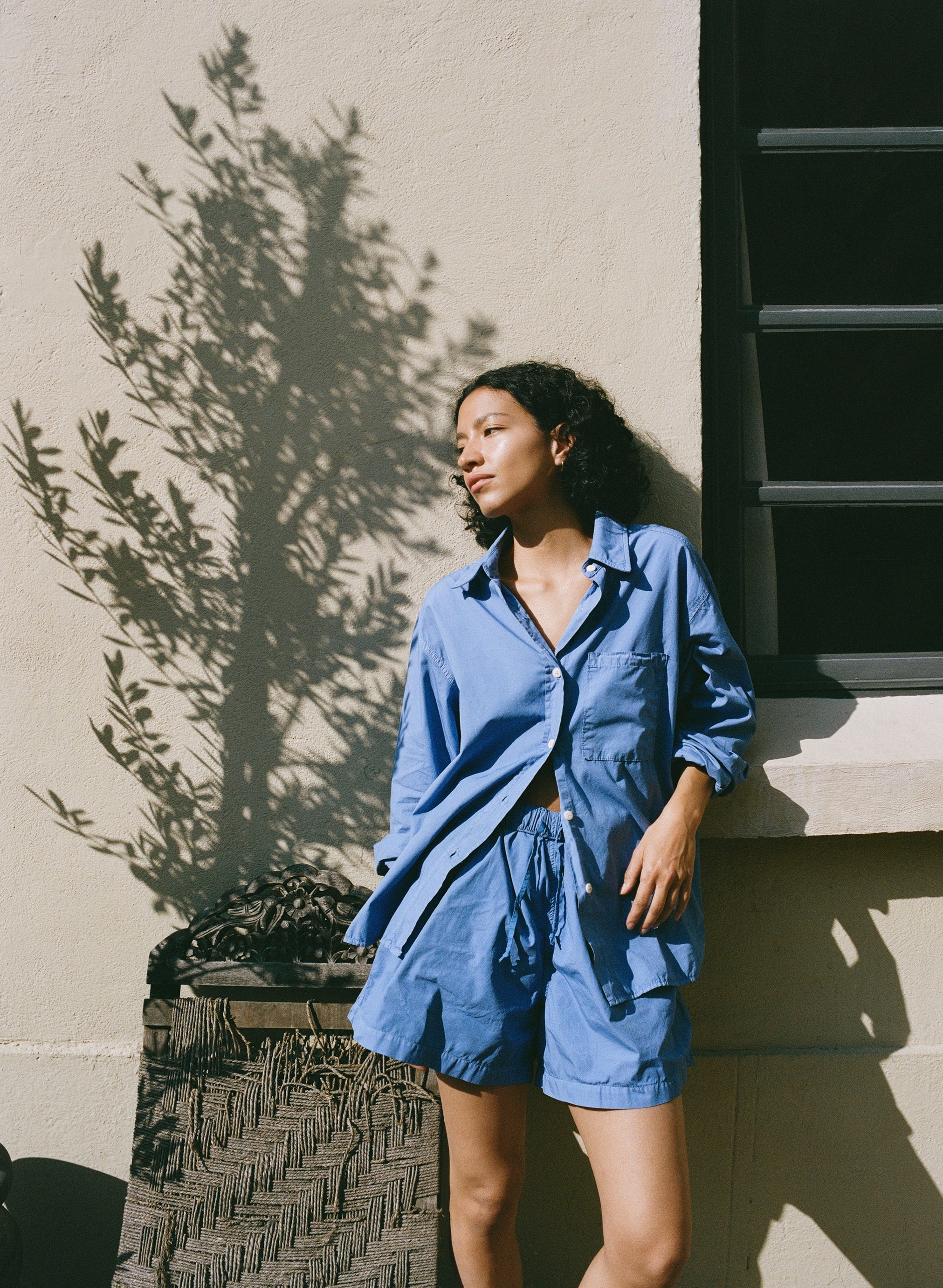 All Day Short, Organic Poplin, Cornflower