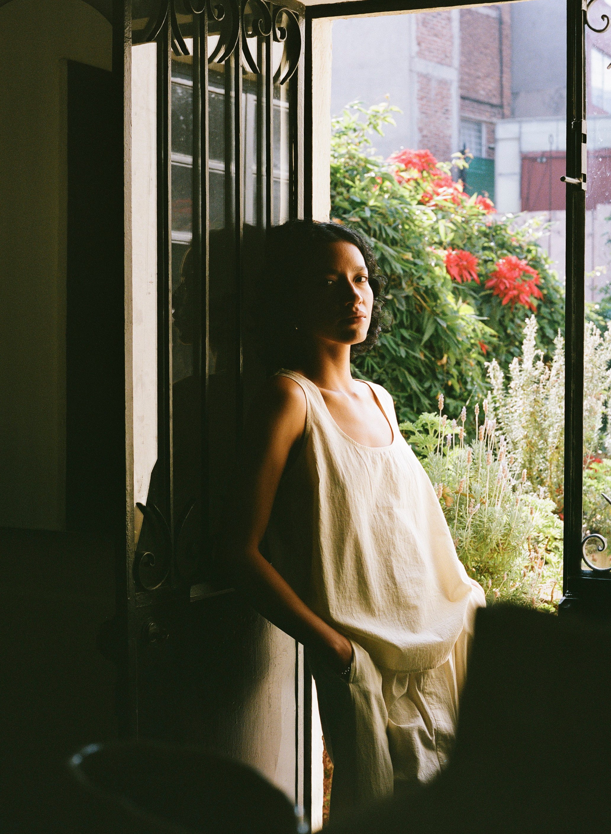 Mika Tank, Textured Organic Poplin, Parchment