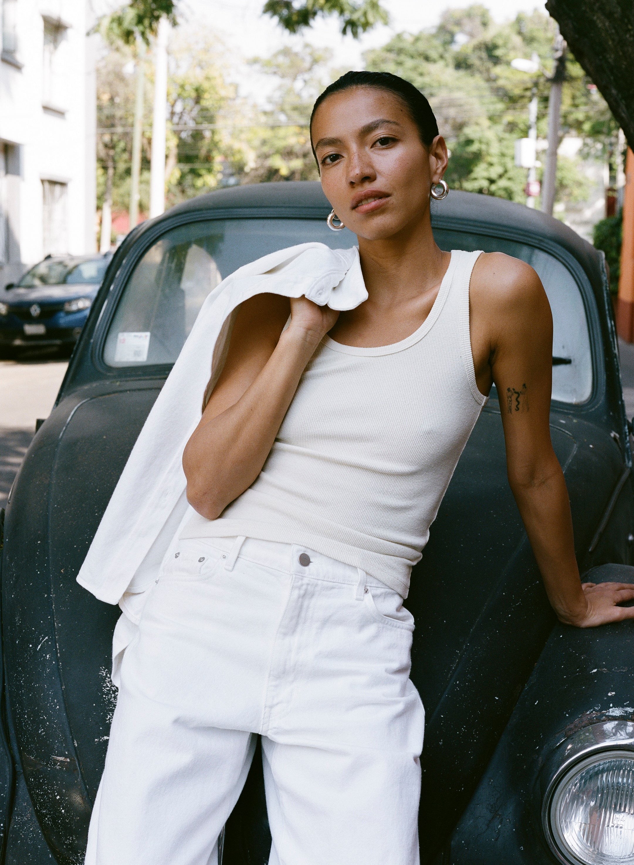 Classic Tank, Ribbed Silk Noil Jersey, Natural