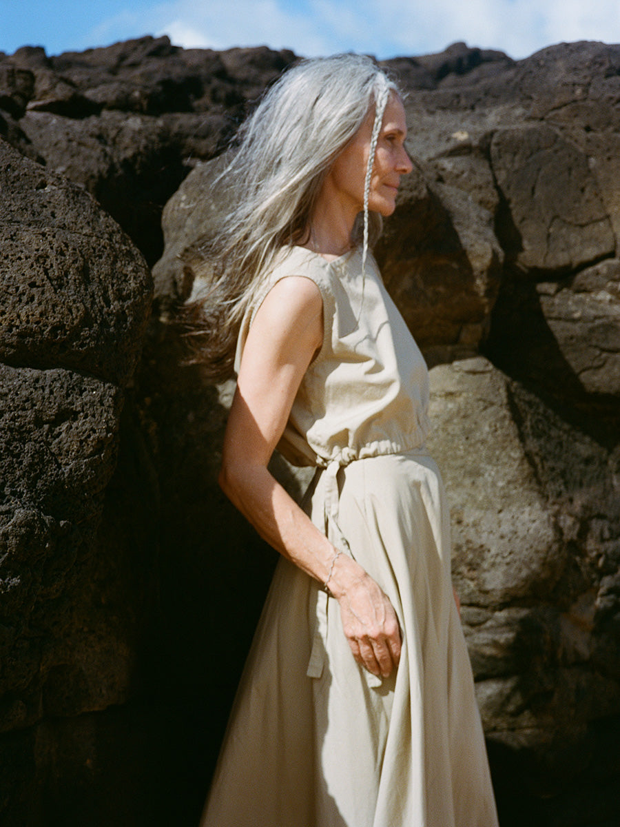 Karu Top, Organic Poplin, Khaki