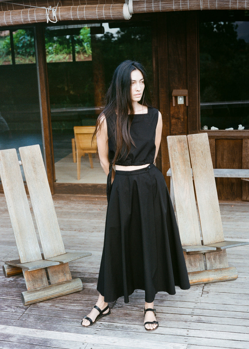 Bennett Skirt, Organic Poplin, Black