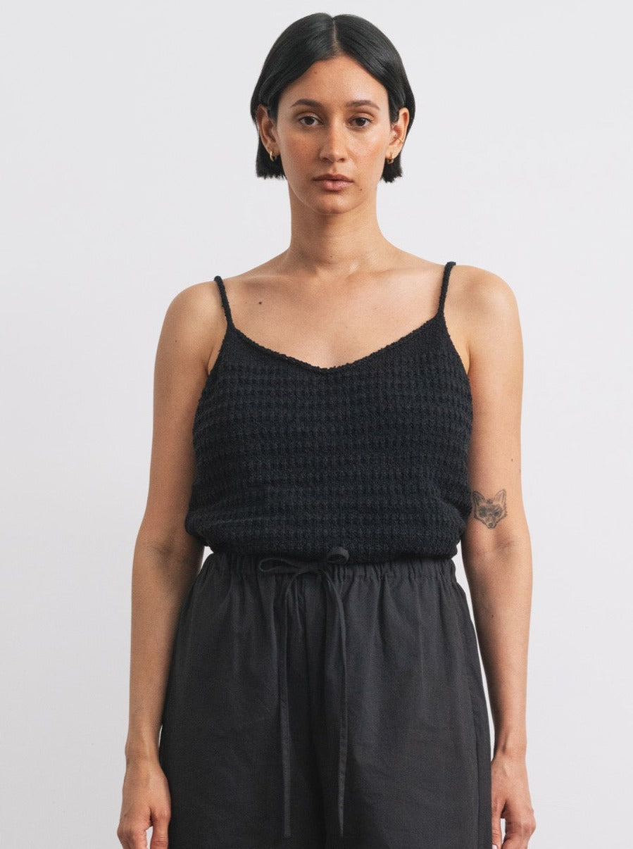(Imperfect) Myra Tank, Organic Cotton Bouclé, Black