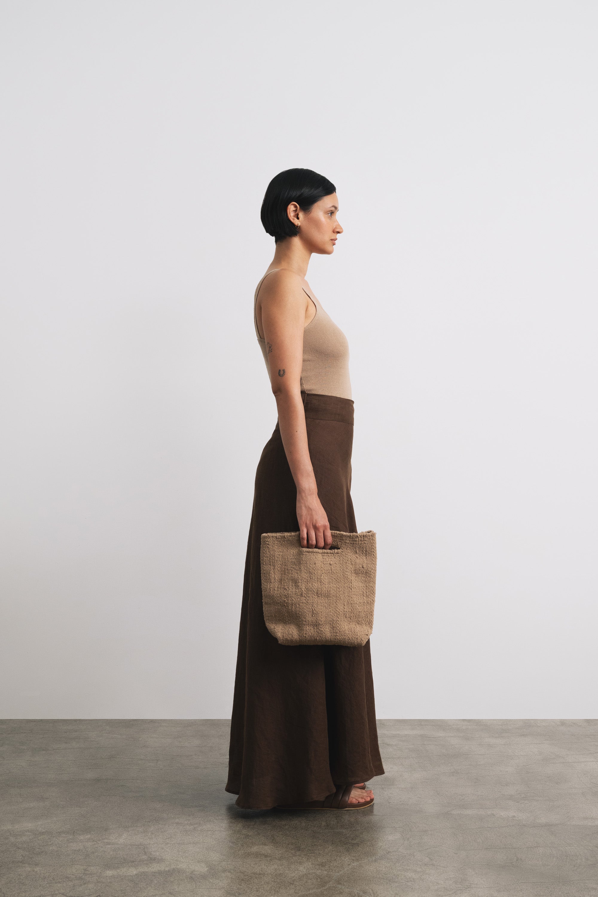 (Imperfect) Isa Bag, Regen Silk Noil Jersey, Tea