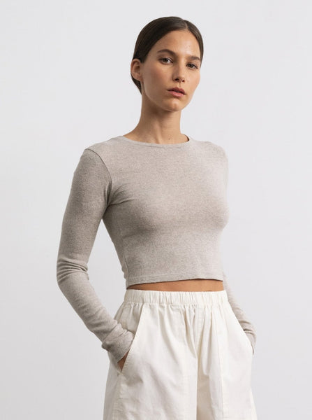 Lia Top, Regen Silk Noil Jersey, Heather Grey | OZMA