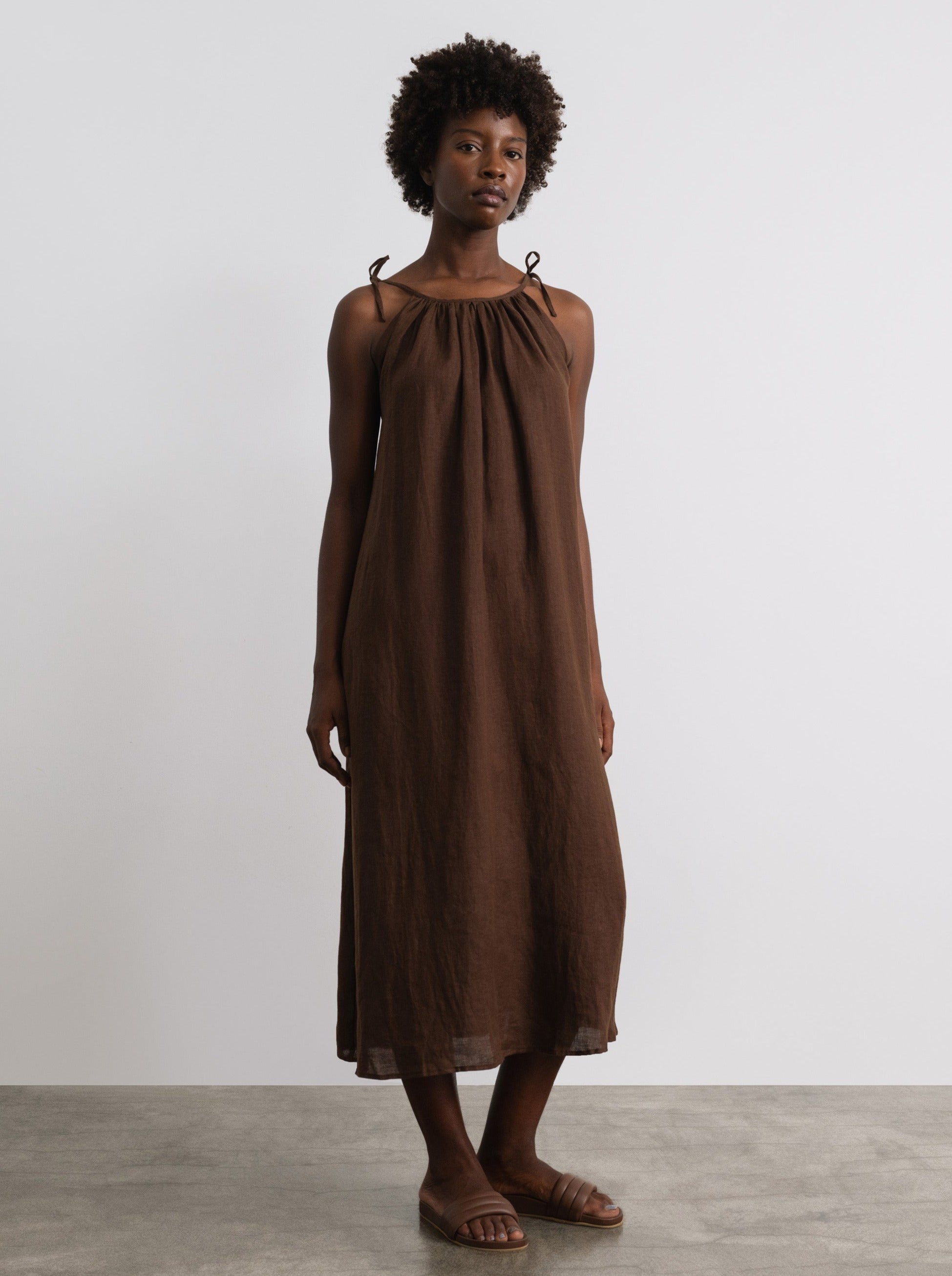 (Imperfect) Ties Dress, Light Linen, Manzanita