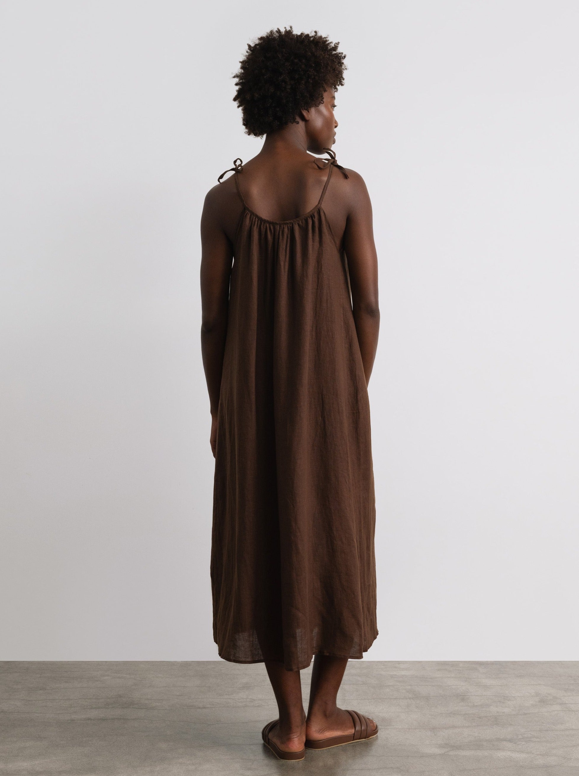 (Imperfect) Ties Dress, Light Linen, Manzanita