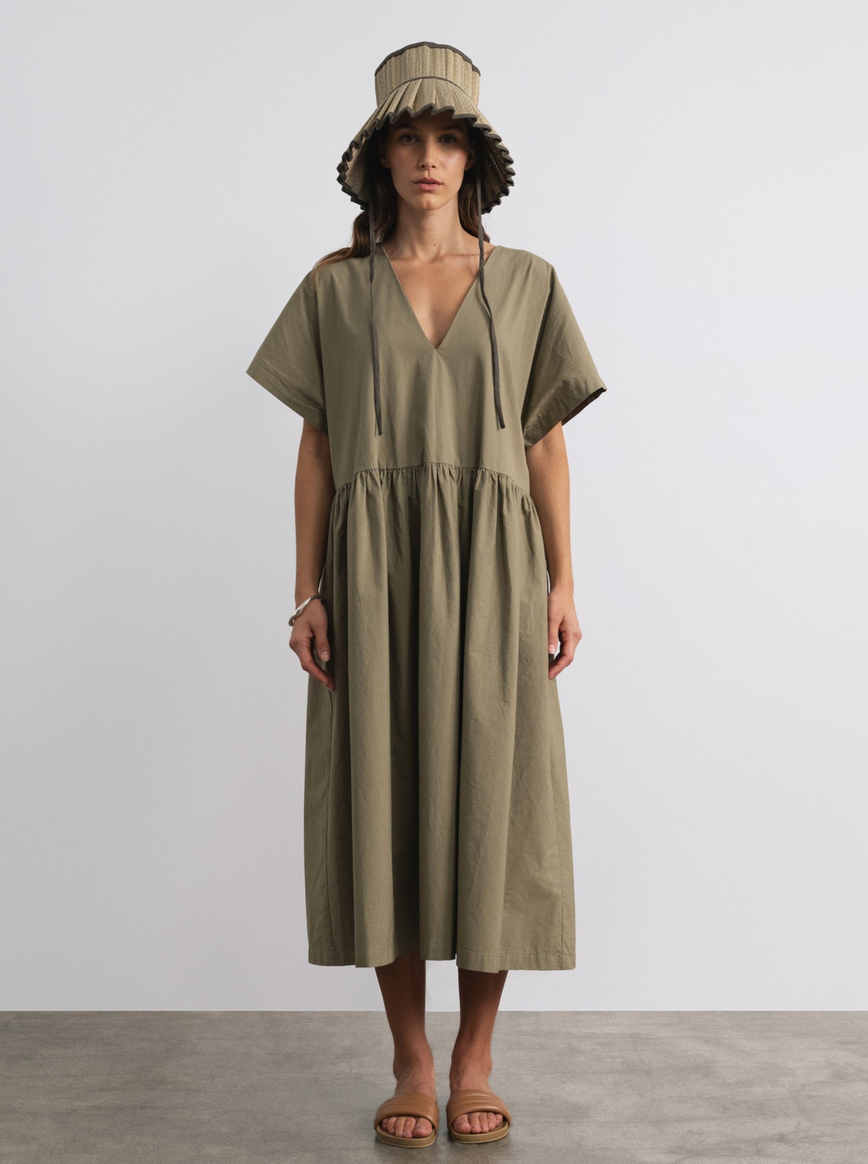 (Imperfect) Nico Dress, Organic Cotton Poplin, Algae