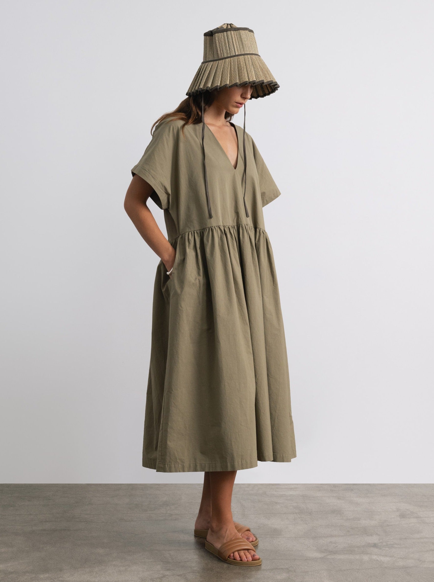 (Imperfect) Nico Dress, Organic Cotton Poplin, Algae