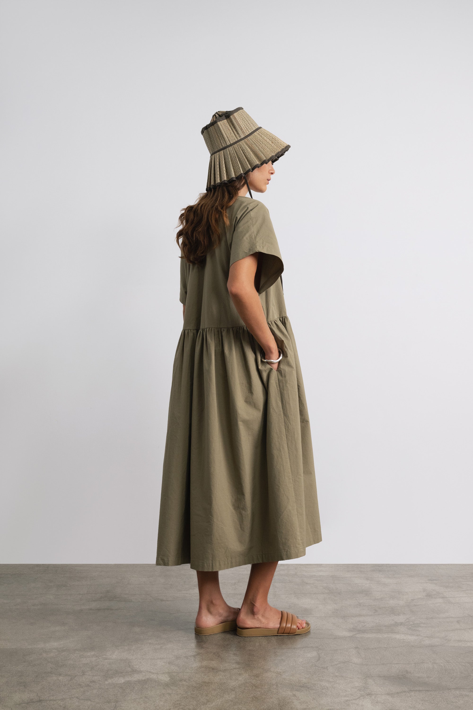(Imperfect) Nico Dress, Organic Cotton Poplin, Algae