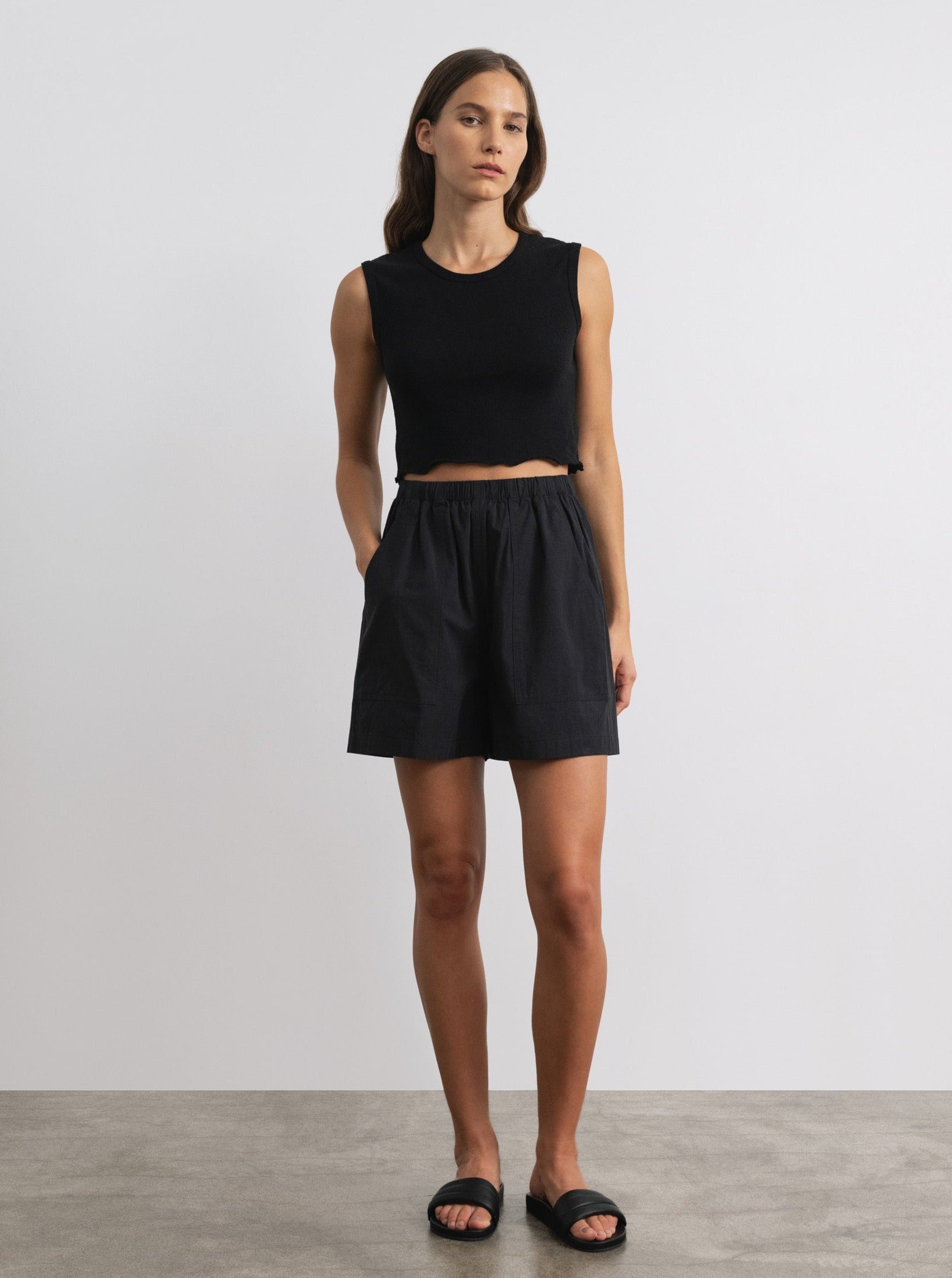 (Imperfect) Juno Short, Organic Cotton Poplin, Black