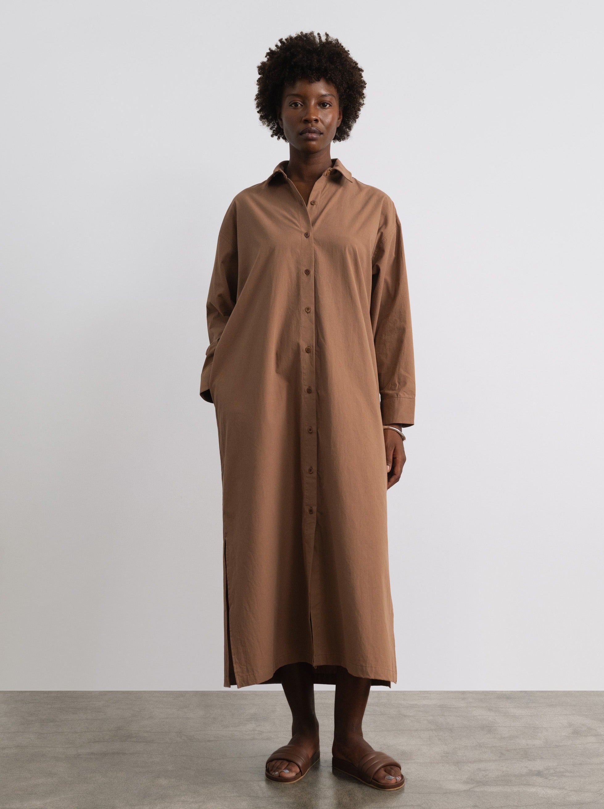 (Imperfect) Helena Dress, Organic Cotton Poplin, Almond