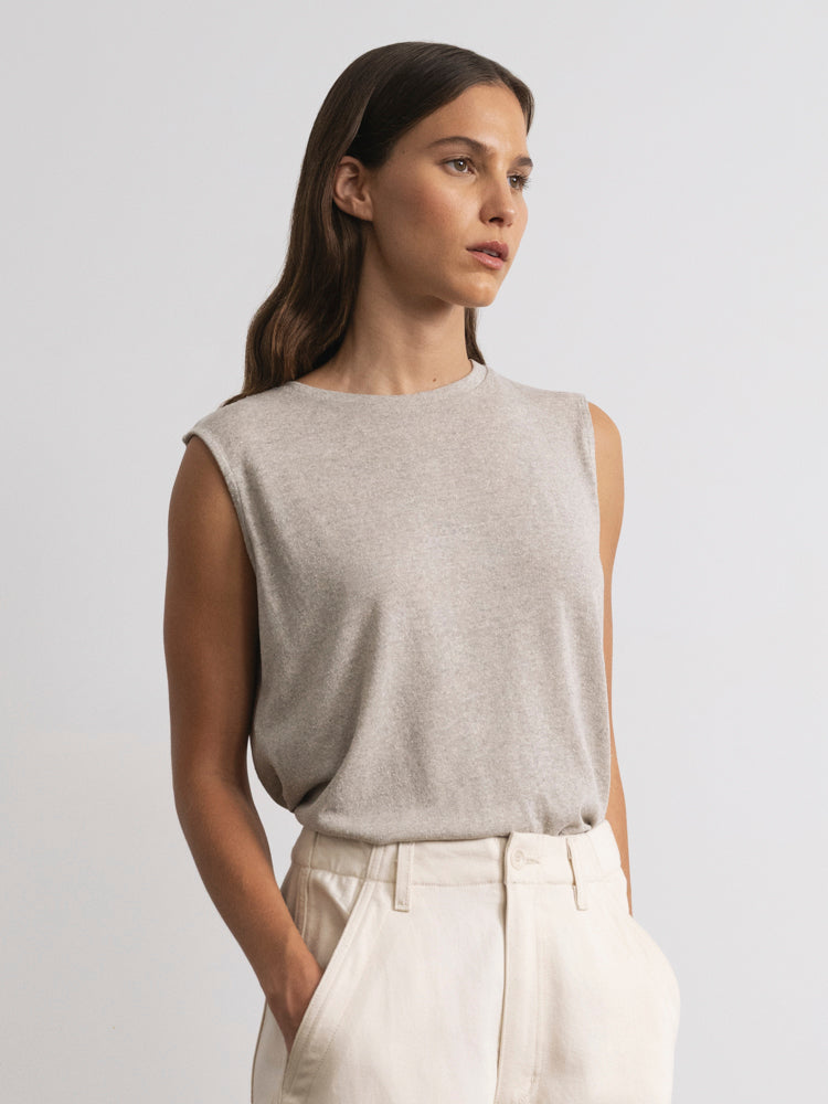 (Imperfect) Muscle Tee, Regen Silk Noil Jersey, Heather Grey