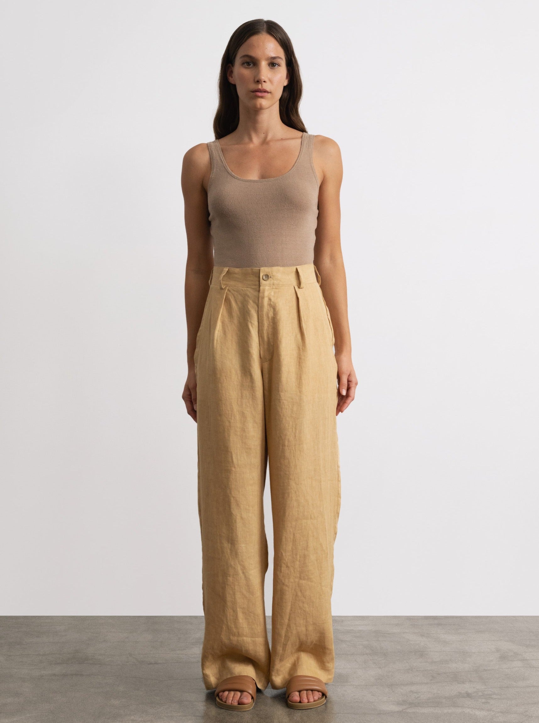 (Imperfect) Linen Trouser, Laundered Linen, Hay
