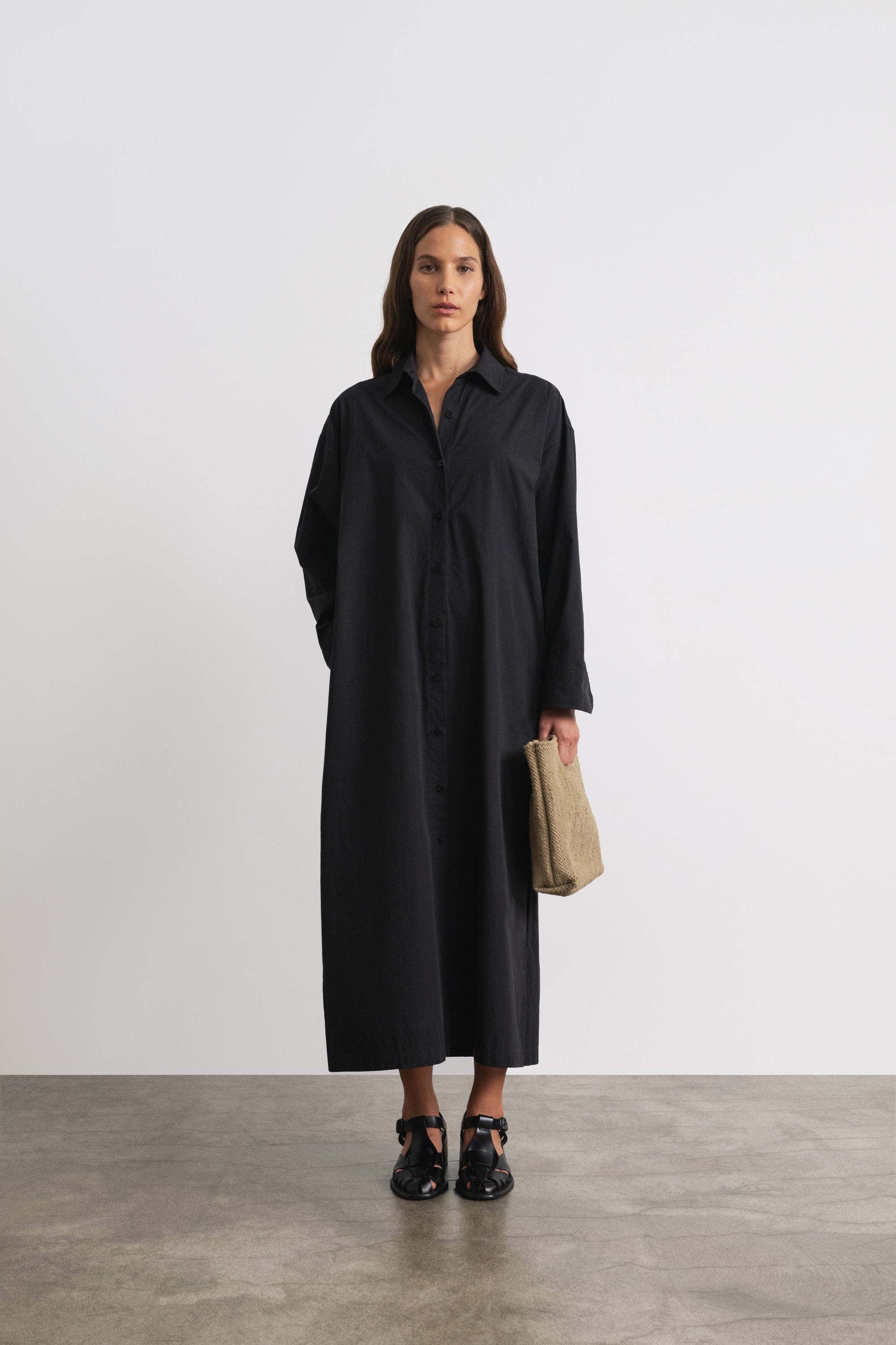 (Imperfect) Helena Dress, Organic Cotton Poplin, Black