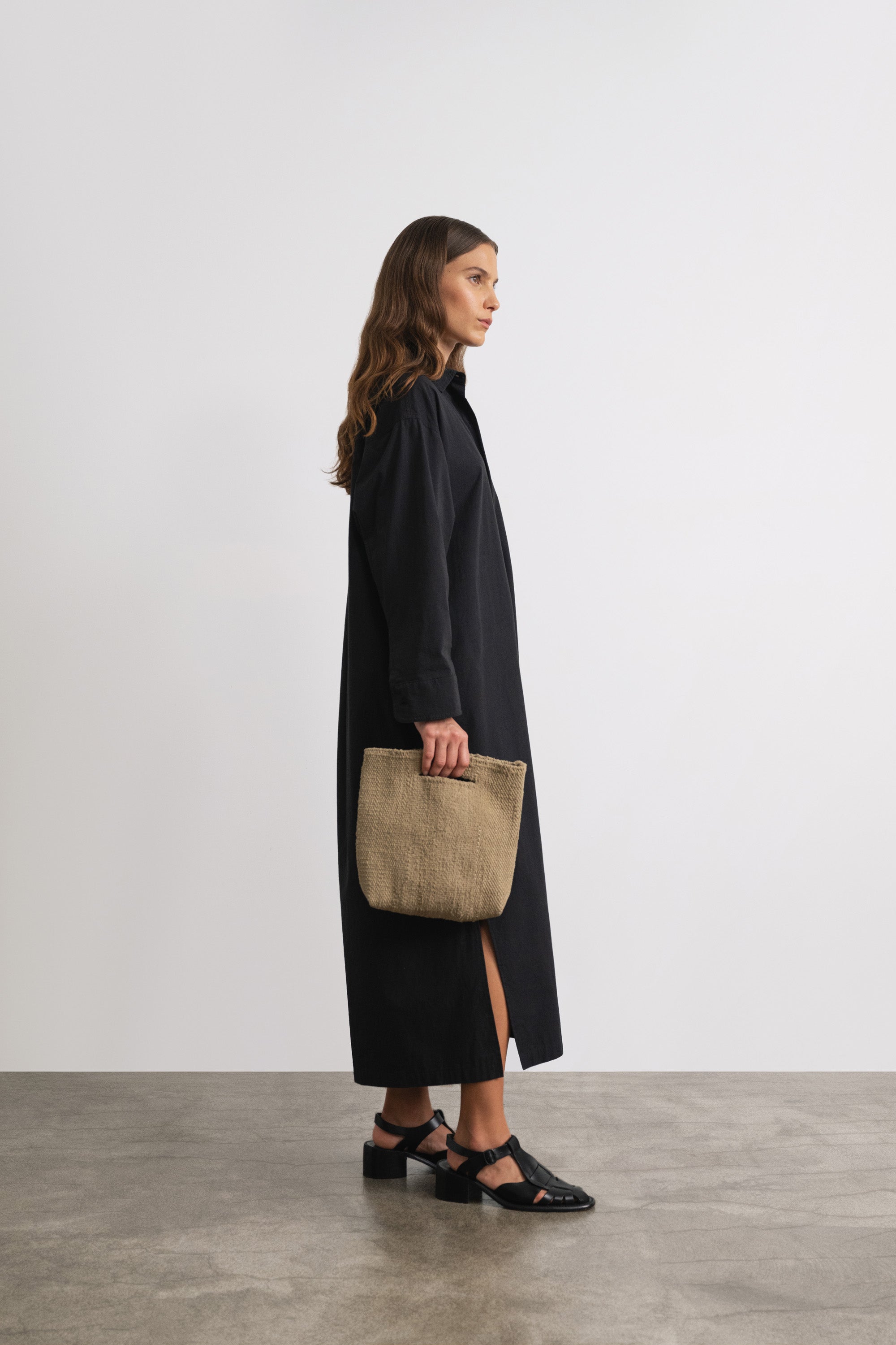 (Imperfect) Helena Dress, Organic Cotton Poplin, Black