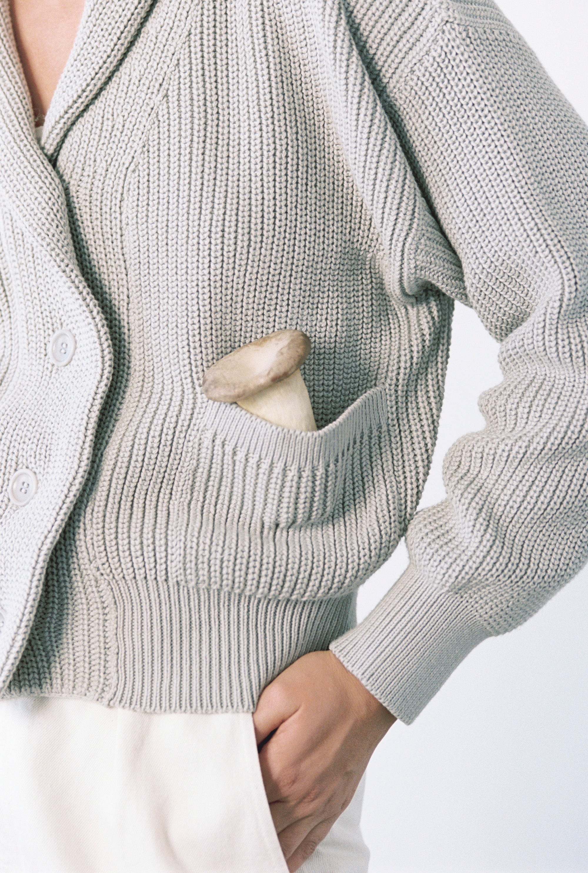 (Imperfect) Sloan Cardigan, Organic Tanguis Cotton, Lichen