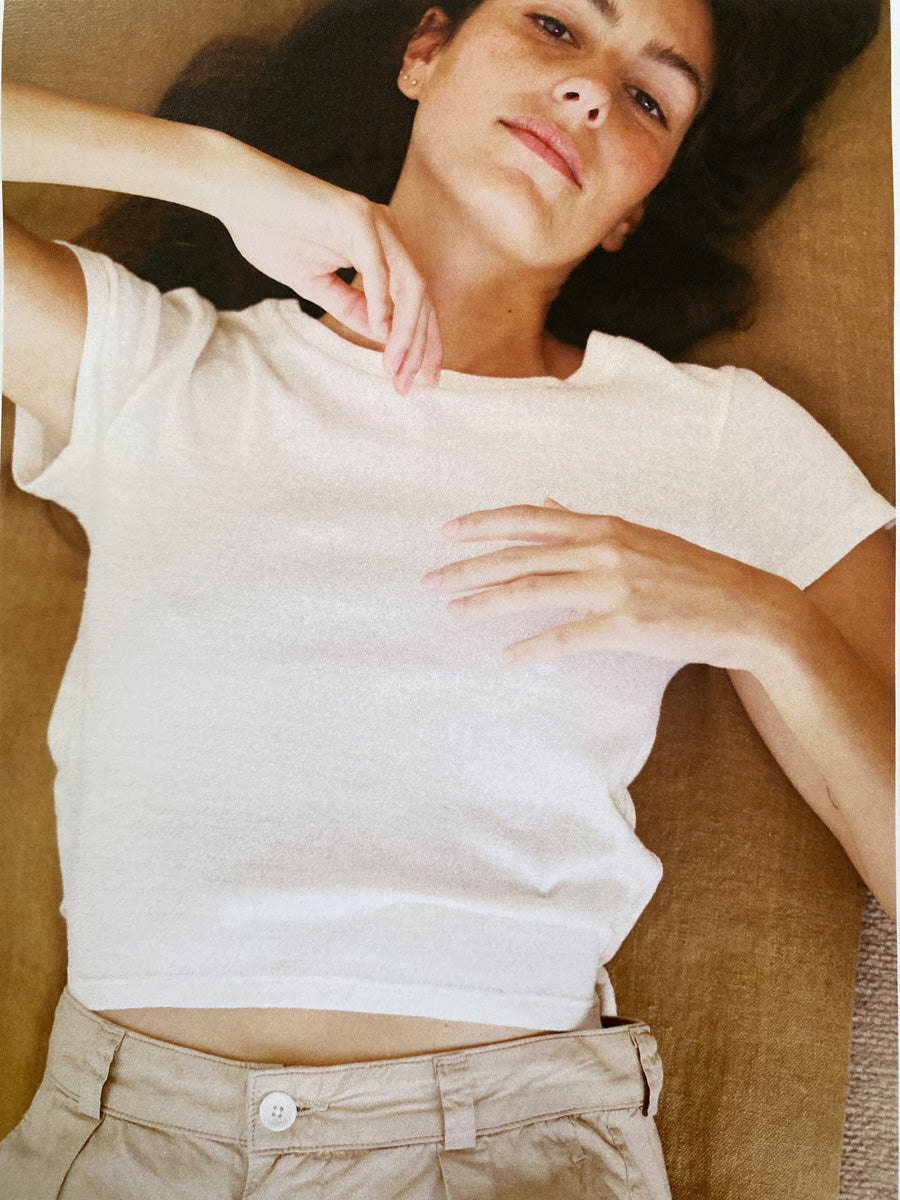 Cropped Silk Noil Boy Tee | OZMA