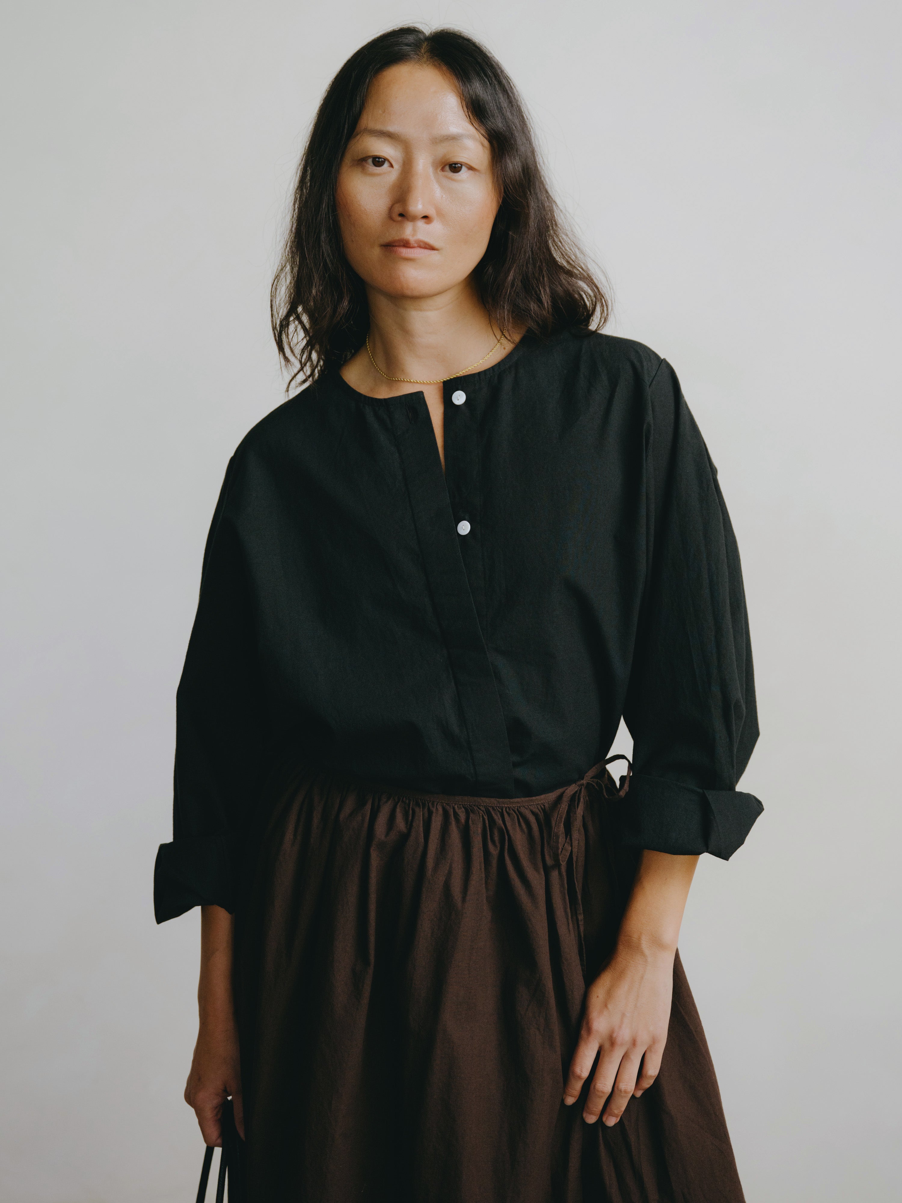 Cairo Shirt, Organic Batiste, Washed Black