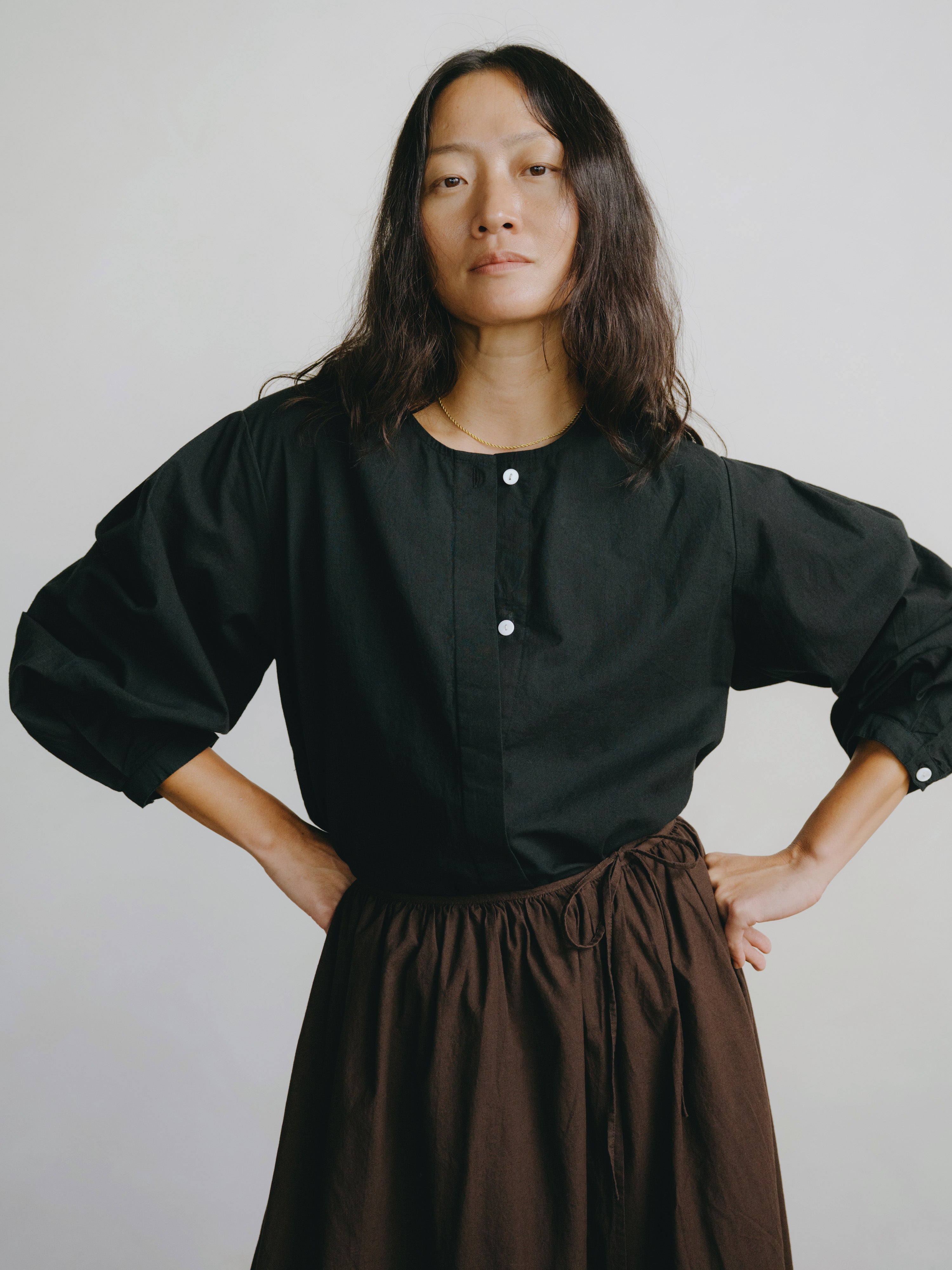 Cairo Shirt, Organic Batiste, Washed Black