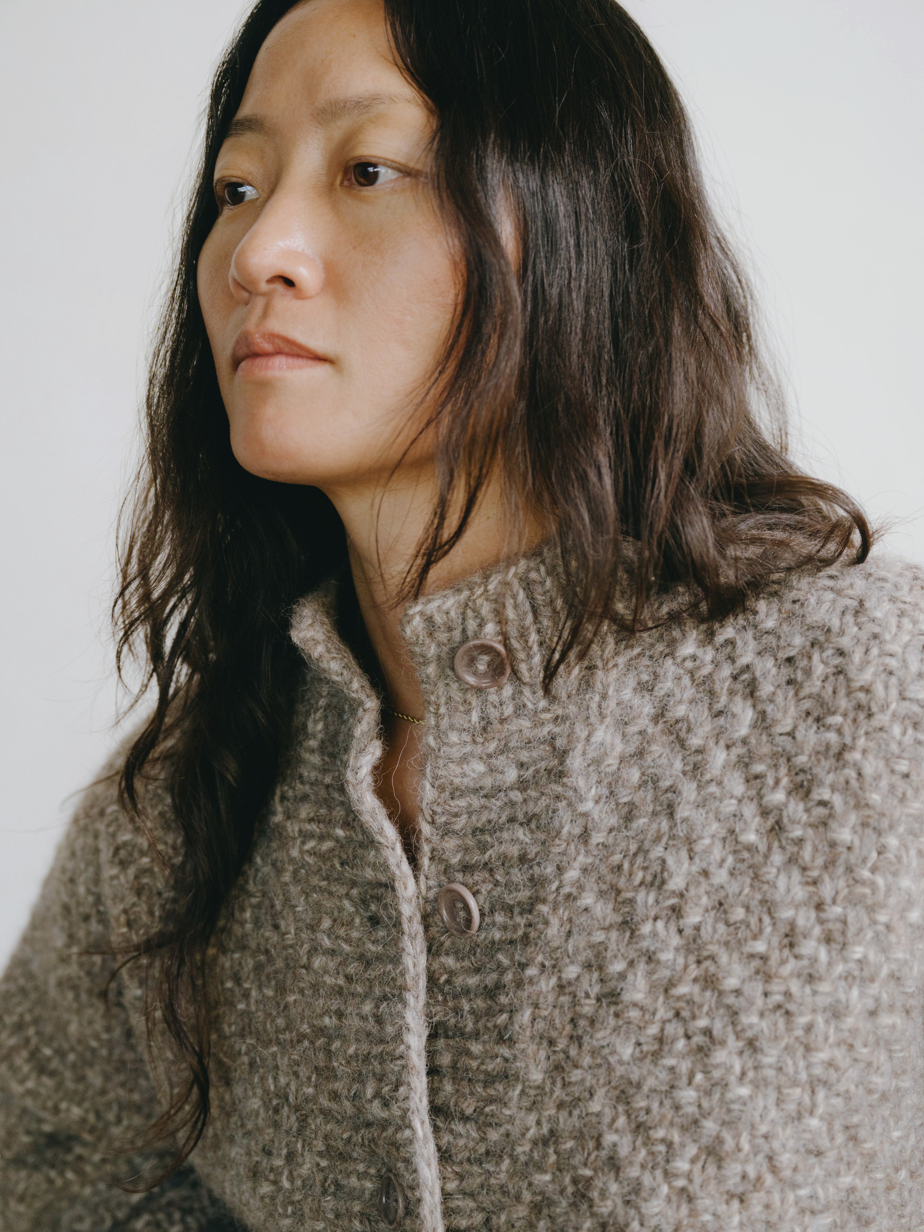 Bell Hand Knit Cardigan, Alpaca Blend, Shrub