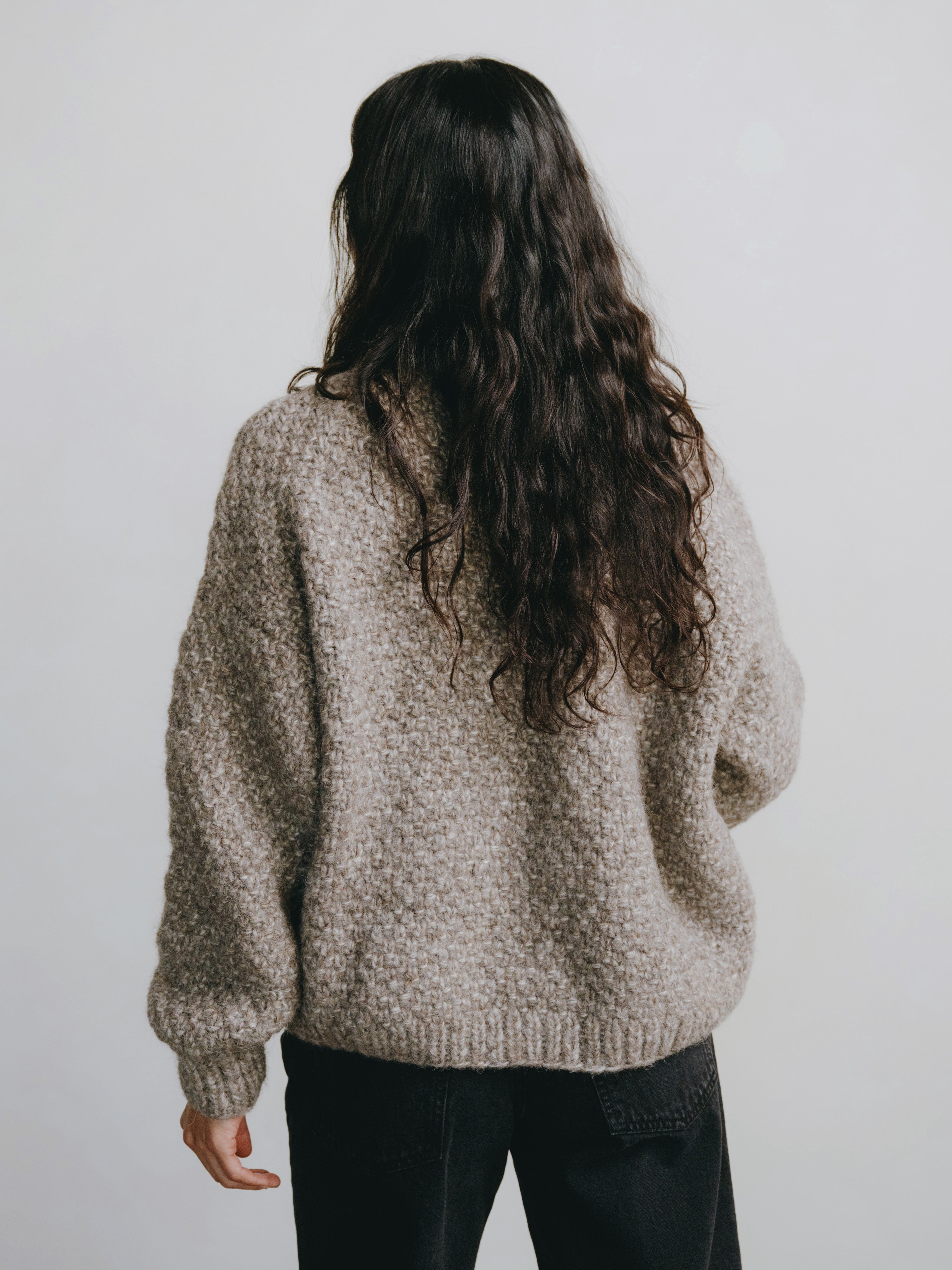 Bell Hand Knit Cardigan, Alpaca Blend, Shrub