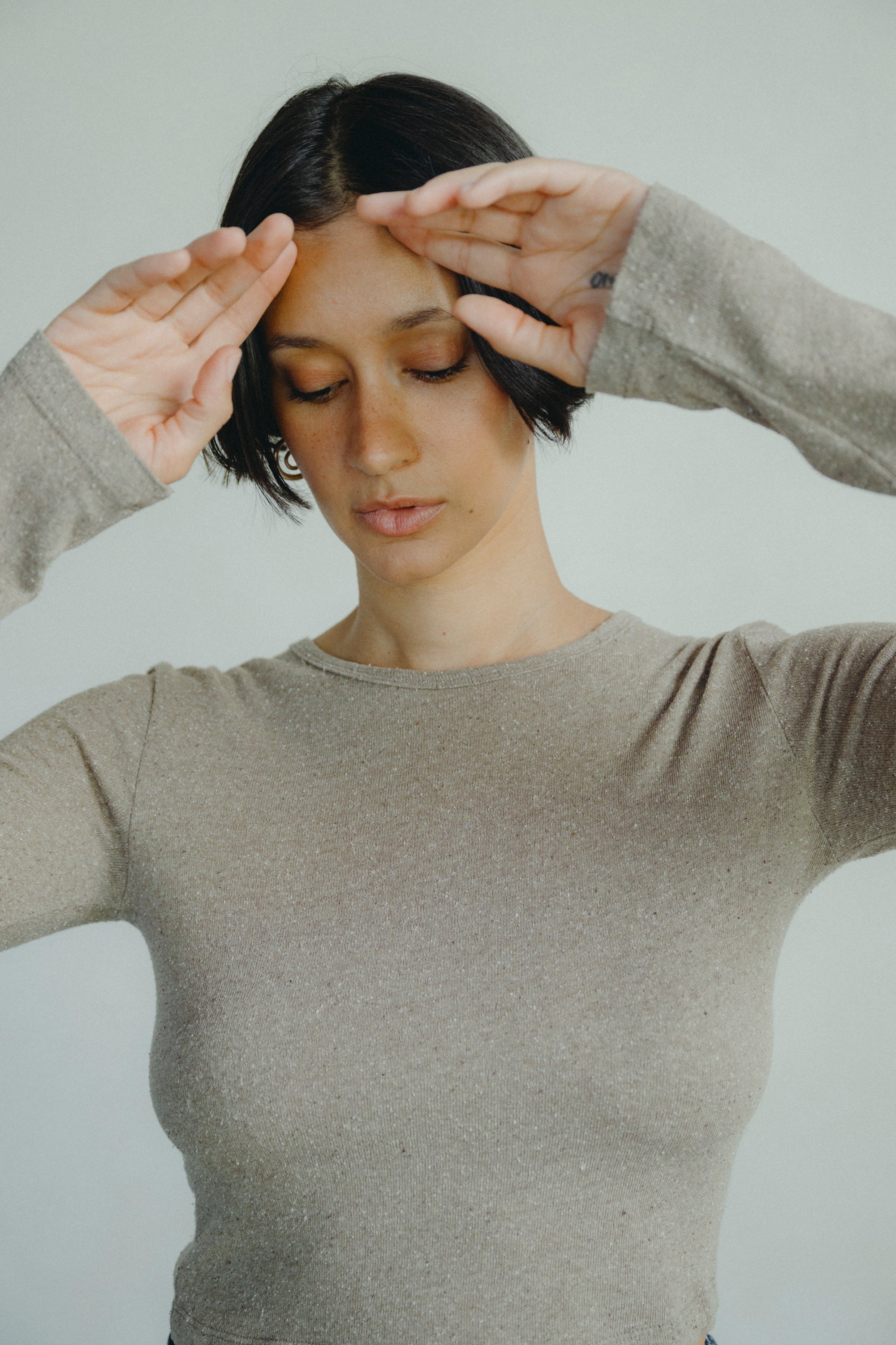 Lia Top, Regen Silk Noil Jersey, Twig Heather