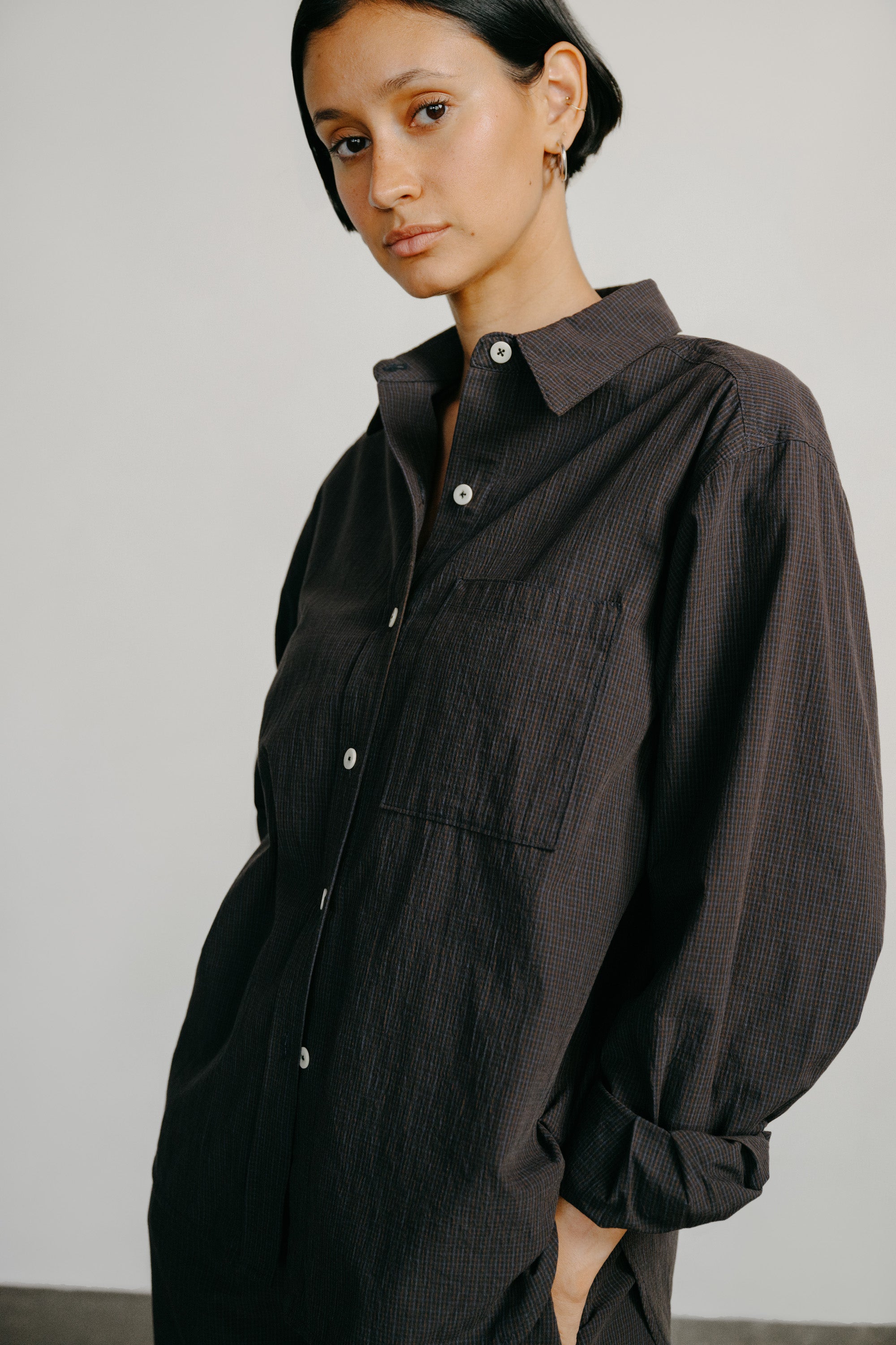 (Imperfect) Marcie Shirt, Japanese Organic Cotton, Navy Check