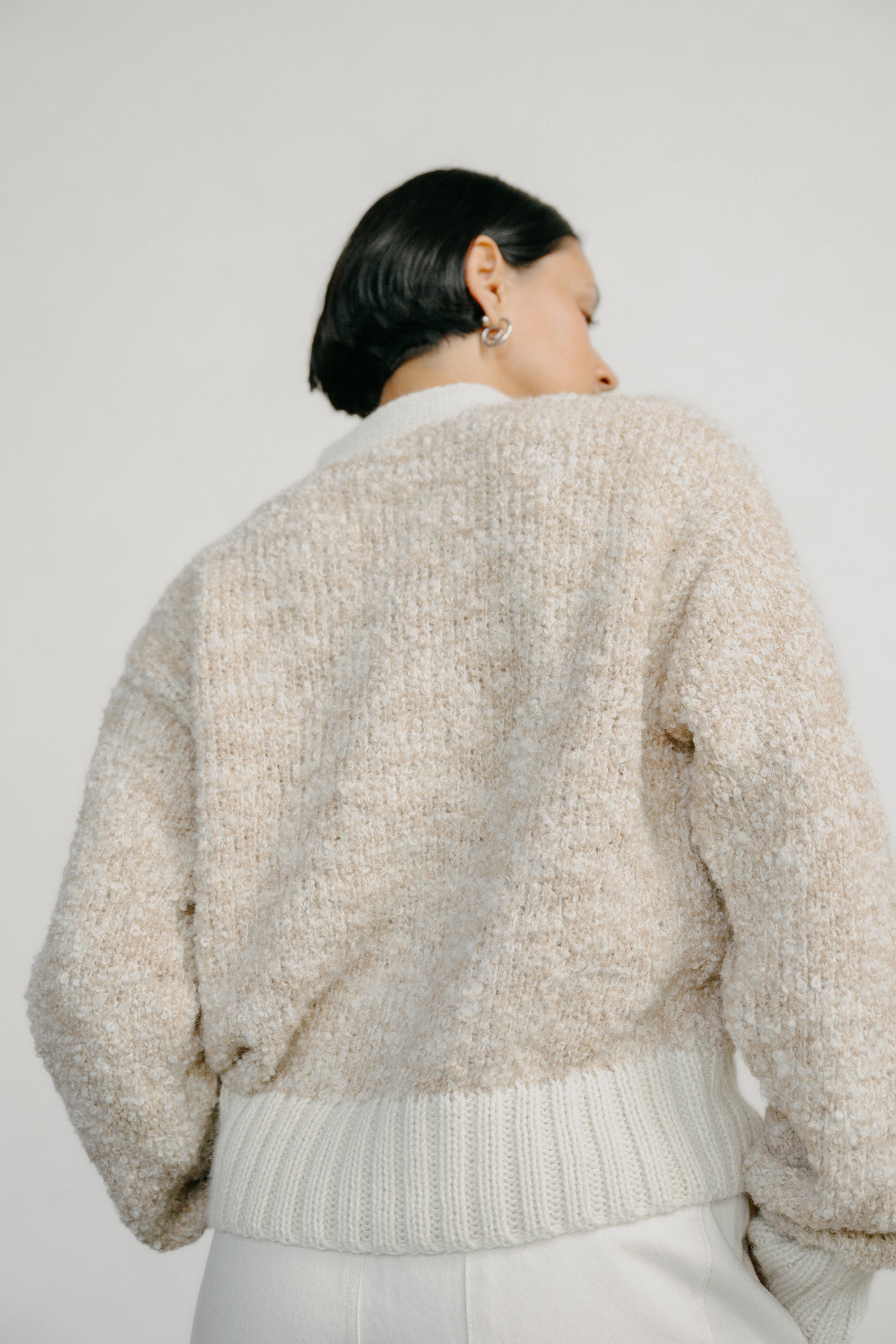 Leo Cardigan, Alpaca Cotton, Tan Marled