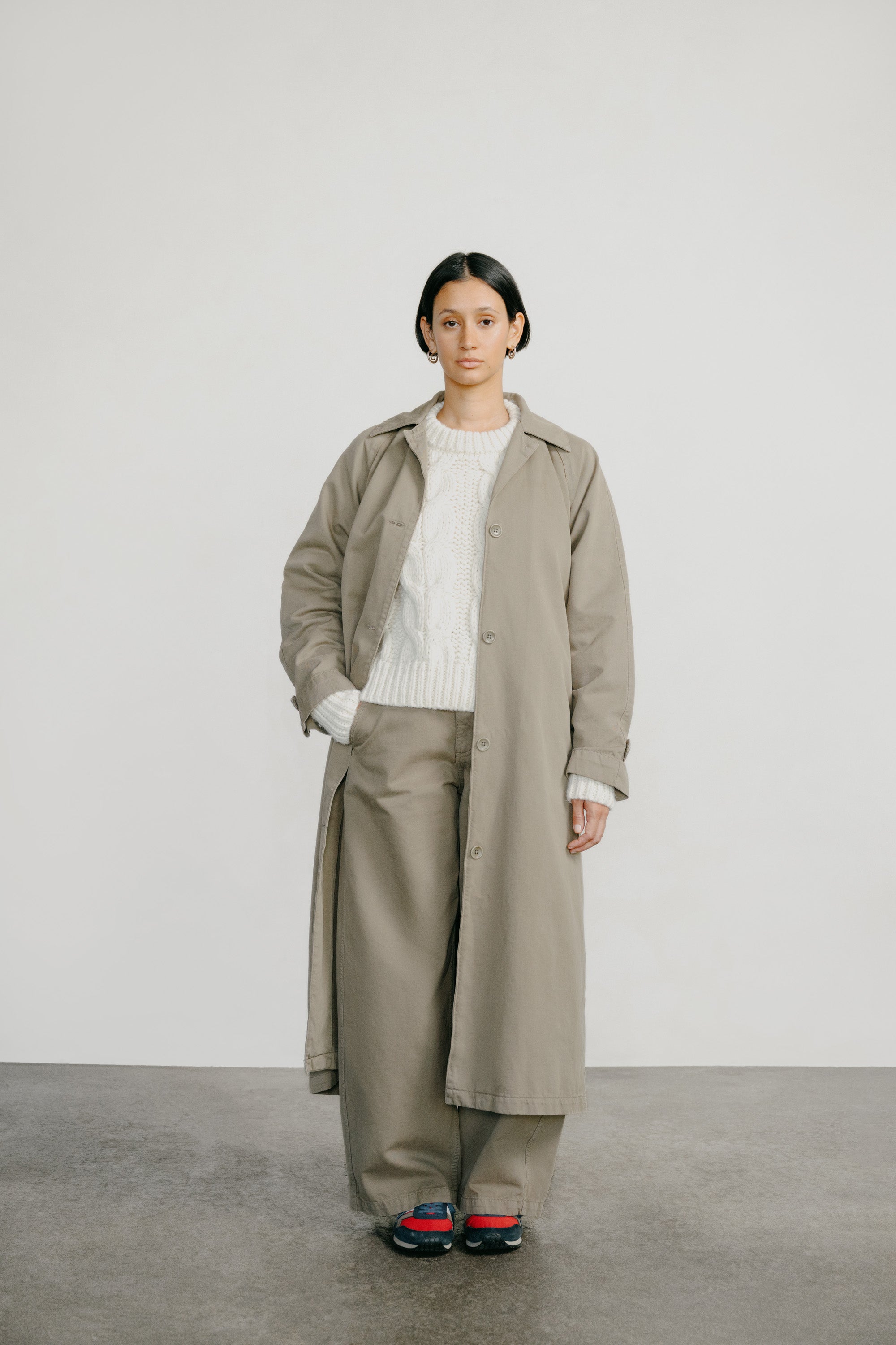 Wide Leg Chino, Organic Twill, Olive Khaki | OZMA