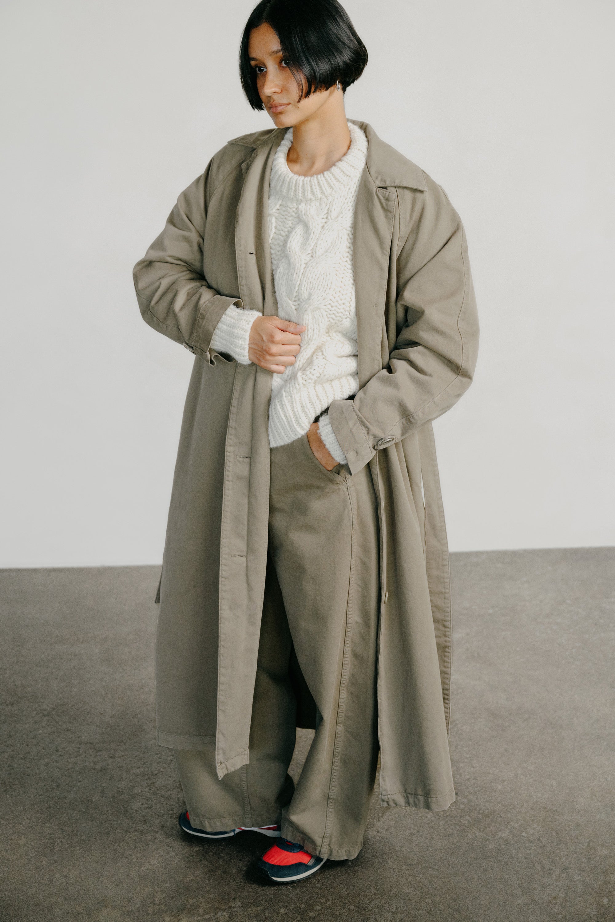 (imperfect) Oversized Trench, Organic Twill, Olive Khaki