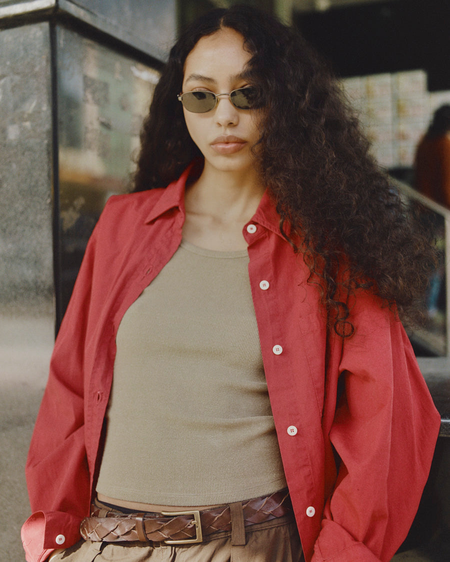 Marcie Shirt, Organic Poplin, Tomato