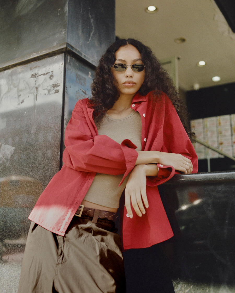 Marcie Shirt, Organic Poplin, Tomato