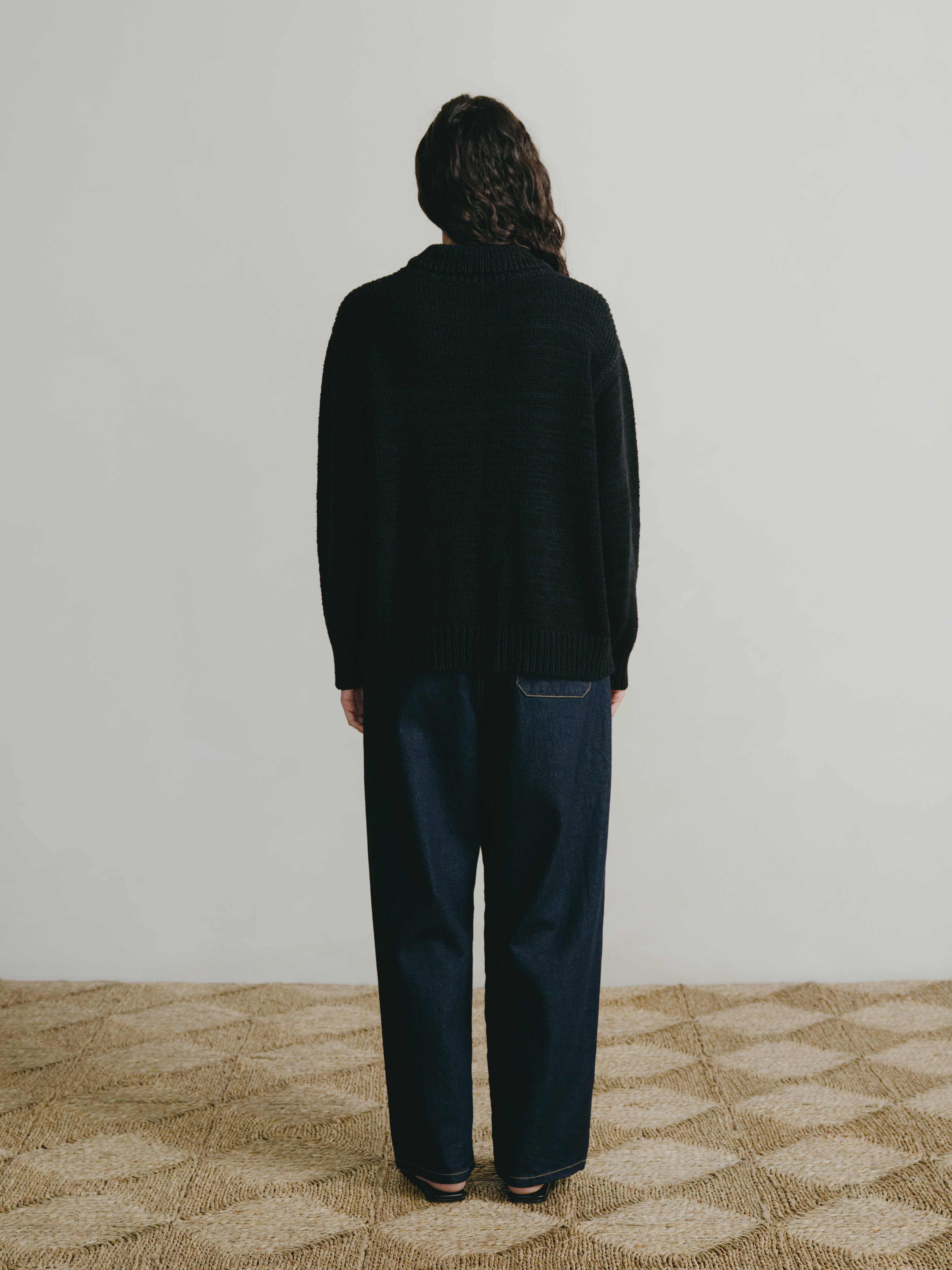 Leon Knit Jacket, Organic Cotton Bouclé, Black