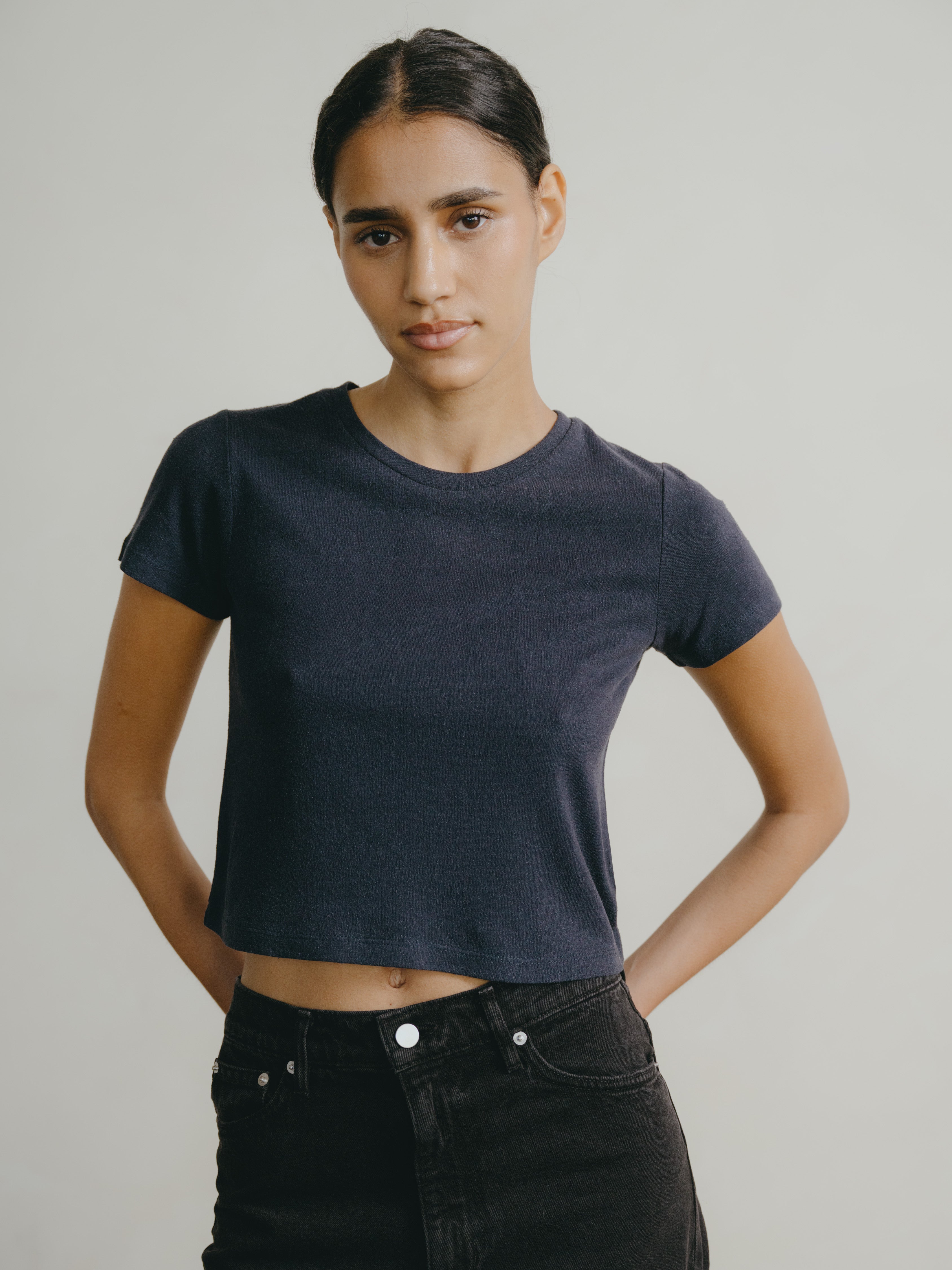 Lou Tee, Regen Silk Noil Jersey, Navy