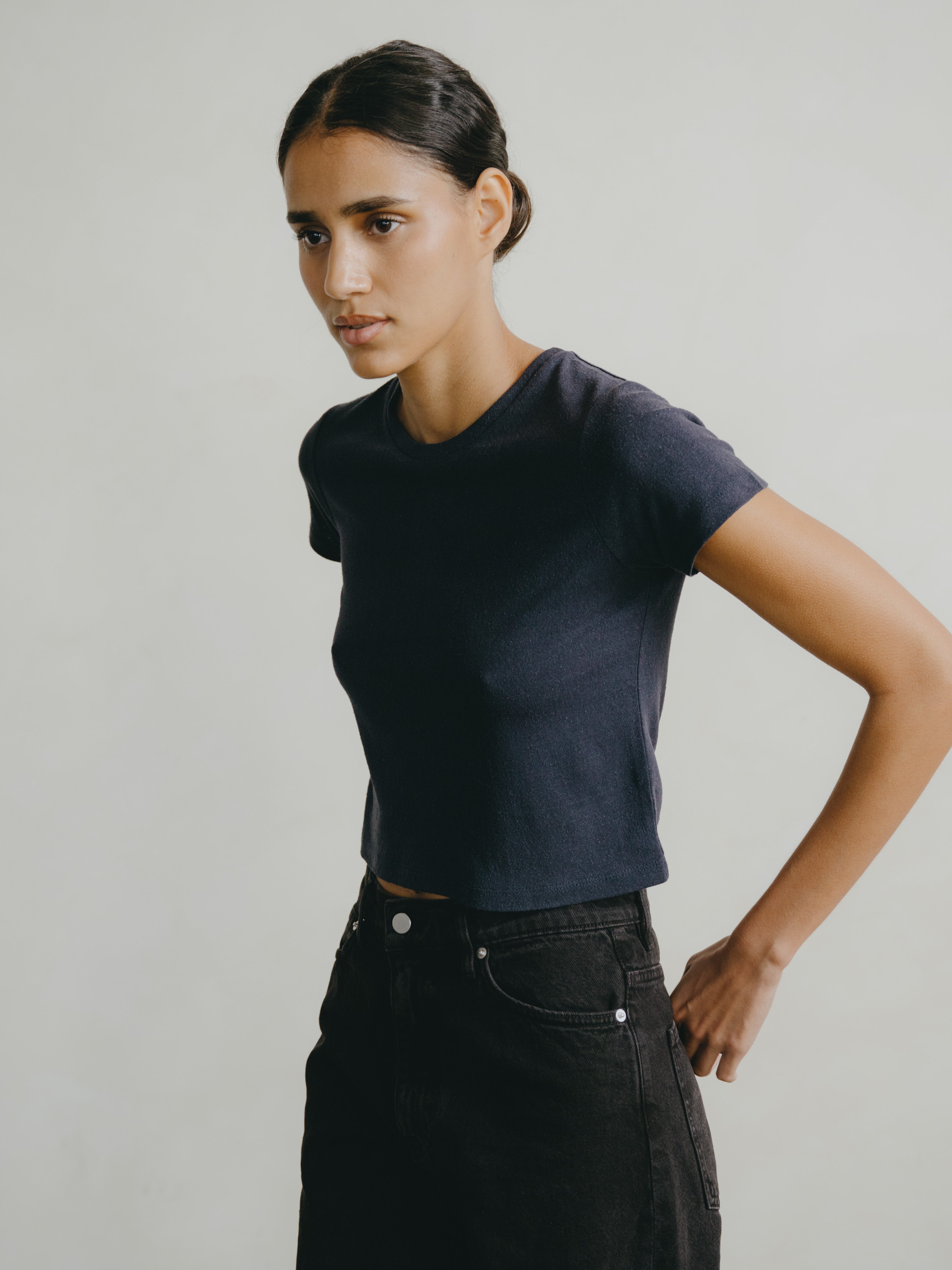 Lou Tee, Regen Silk Noil Jersey, Navy