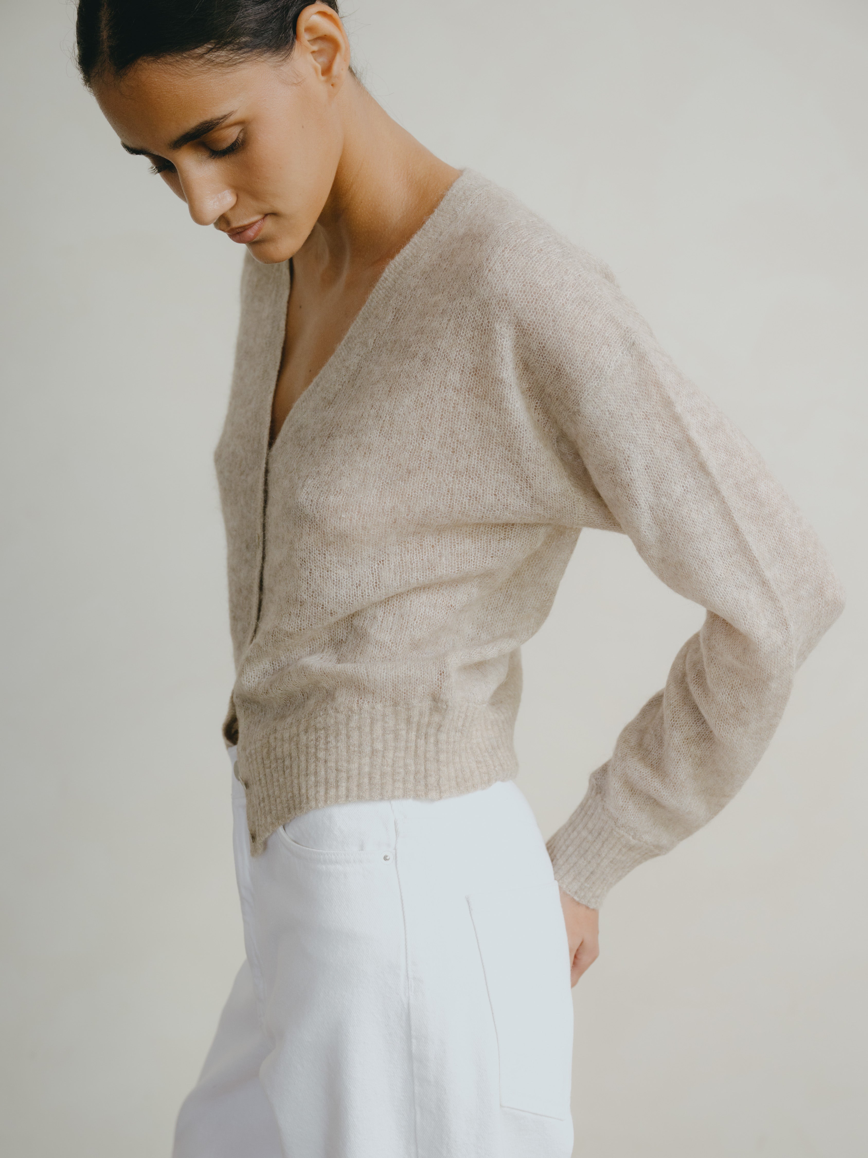 Perla Cardi, Sheer Alpaca Blend, Oatmeal